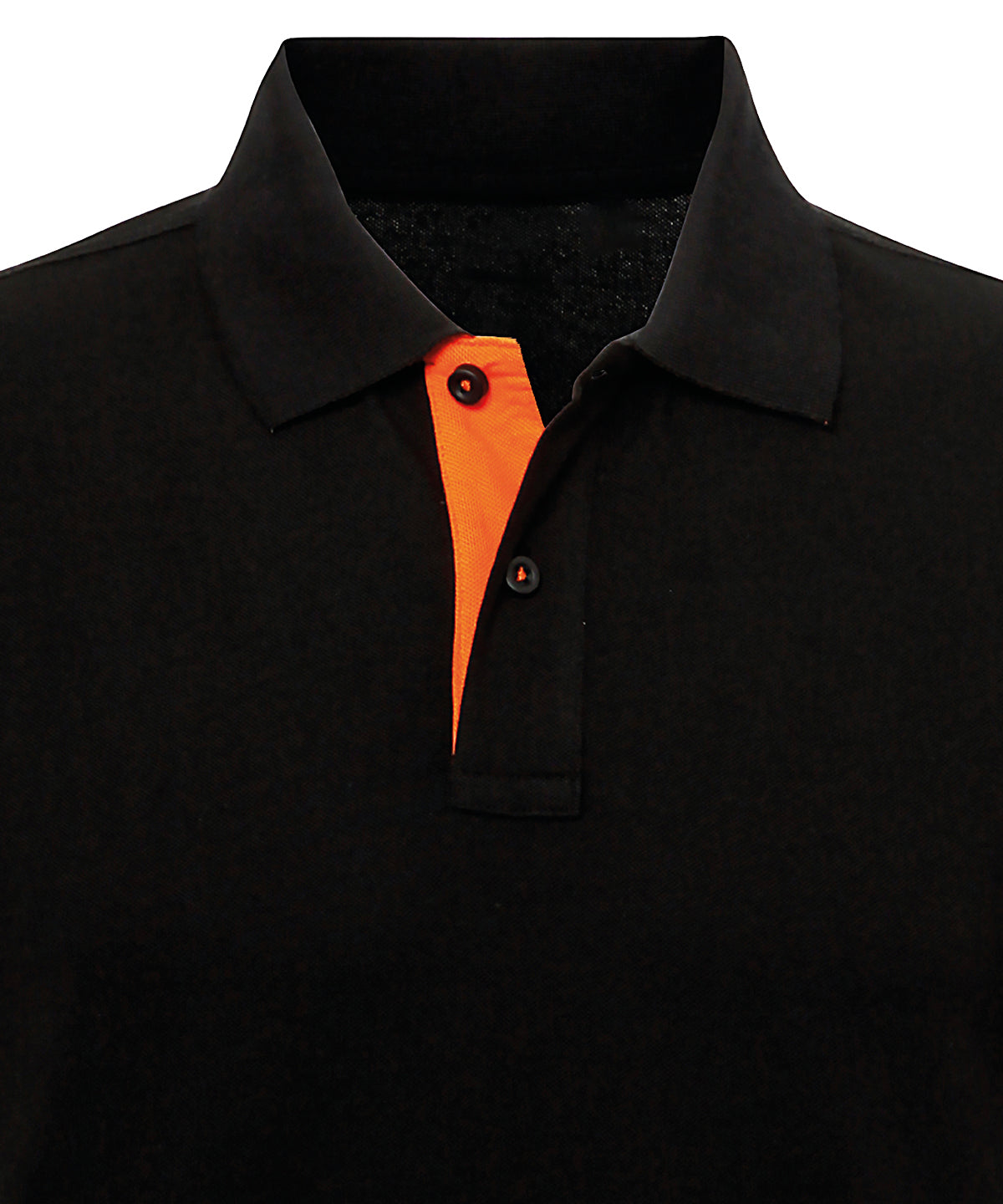 Asquith & Fox Men's classic fit contrast polo in Black/Orange, front view