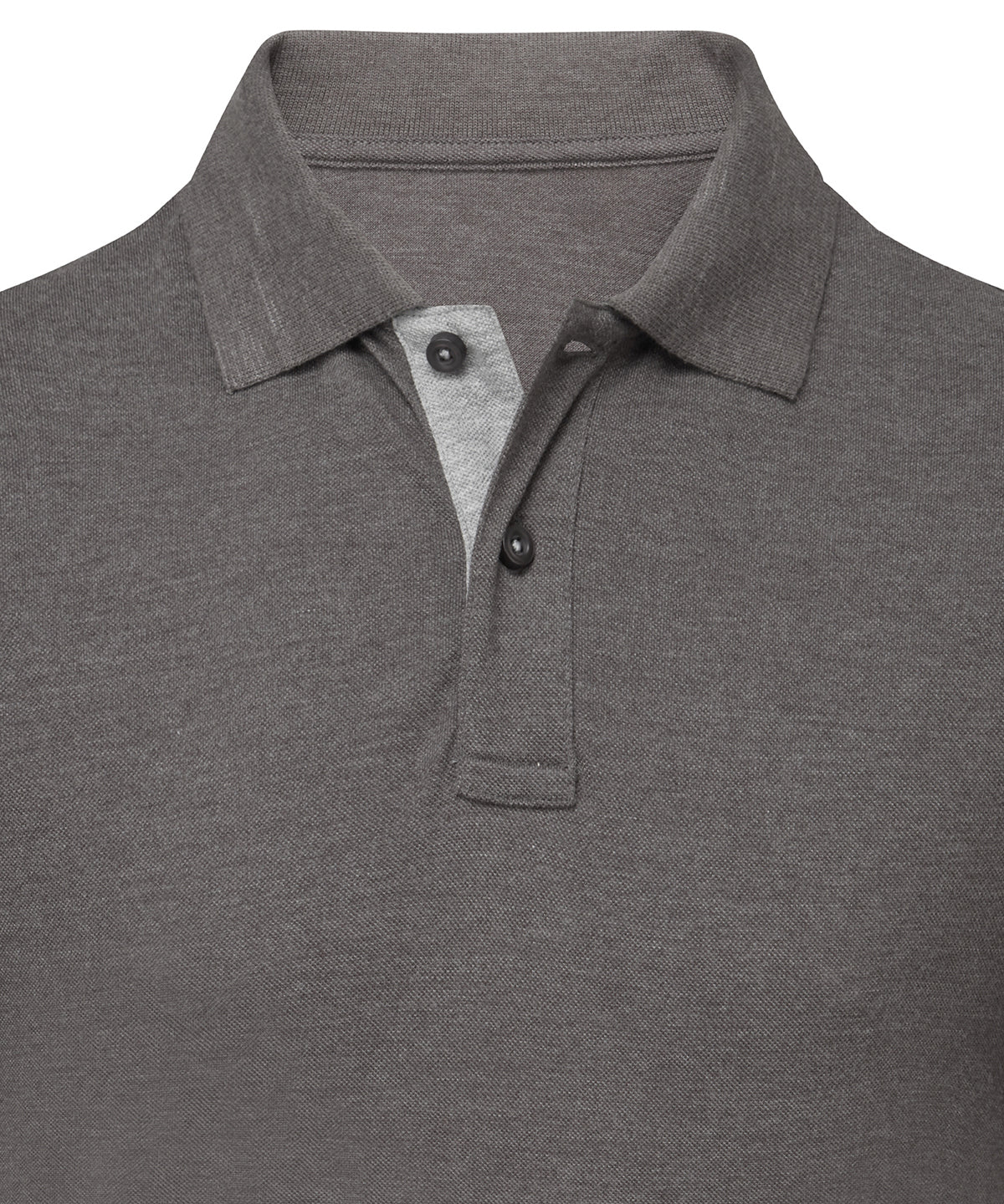Asquith & Fox Men's classic fit contrast polo in Charcoal/Heather Grey, front view