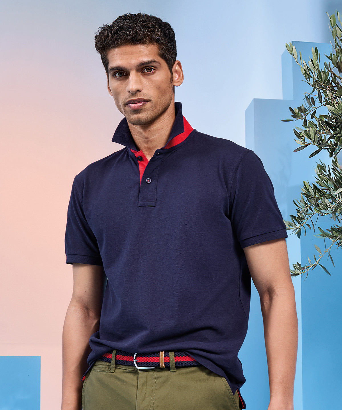 Asquith & Fox Men's classic fit contrast polo, lifestyle photo