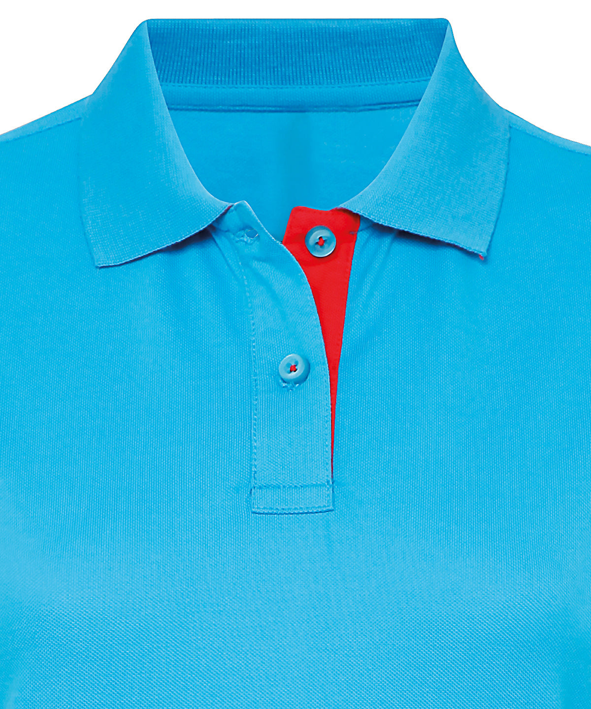 Asquith & Fox Women's contrast polo in Turquoise/Red, front view