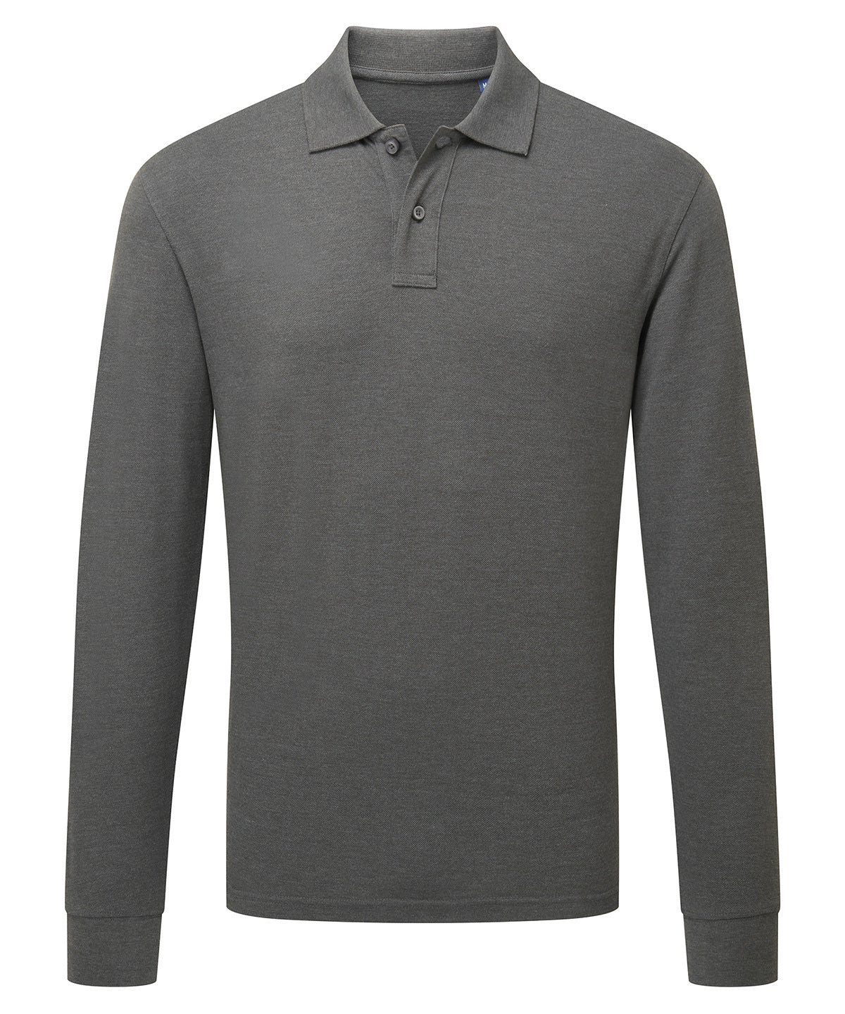 Asquith & Fox Men's classic fit long sleeved polo in Charcoal, front view