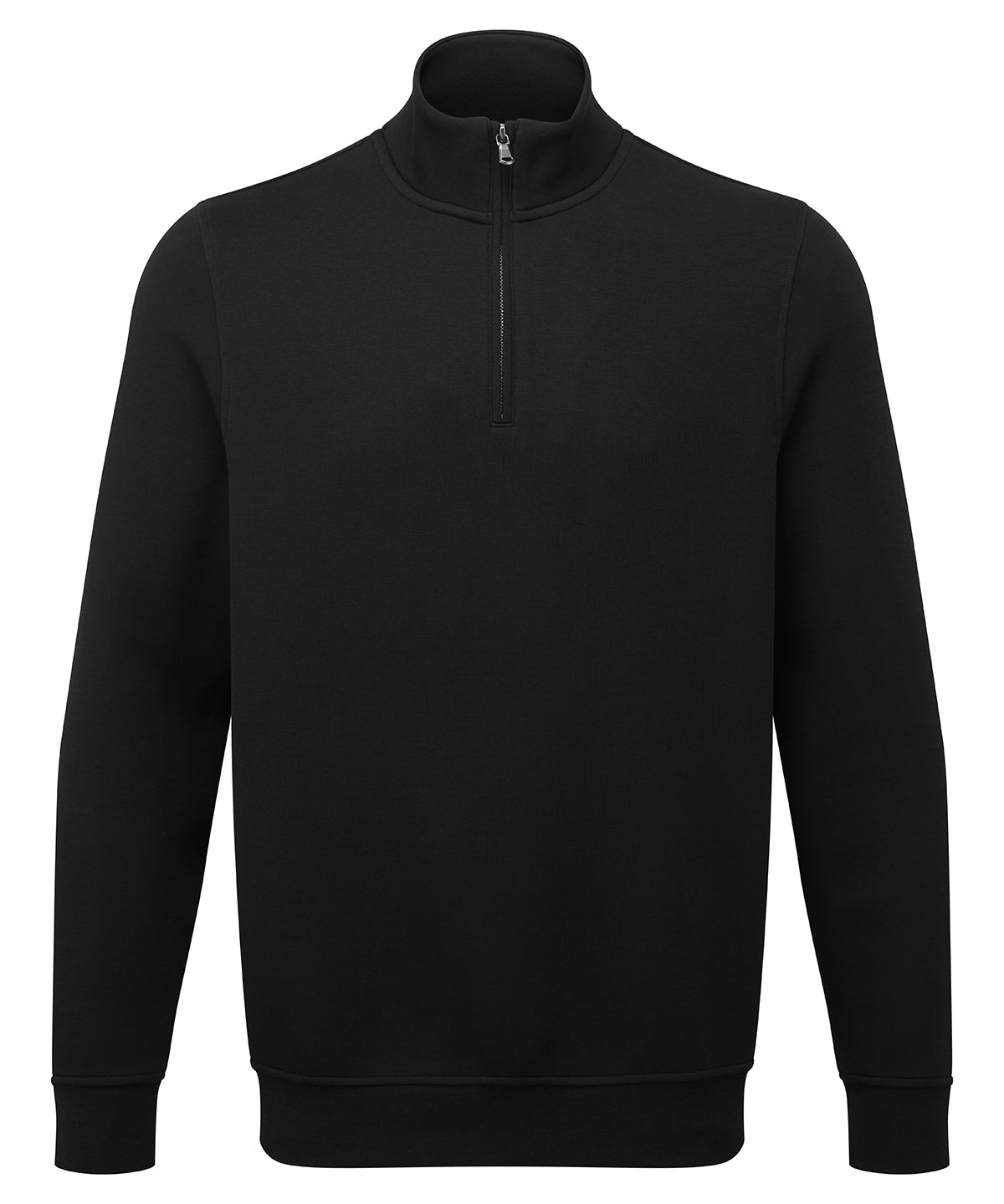 Asquith & Fox Men’s ¼-zip premium sweatshirt in Black, front view