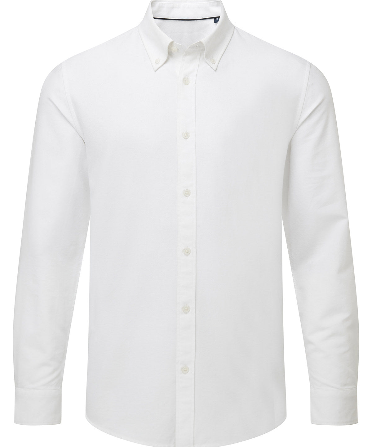 Asquith & Fox Men’s cotton long sleeve Oxford shirt in White, front view