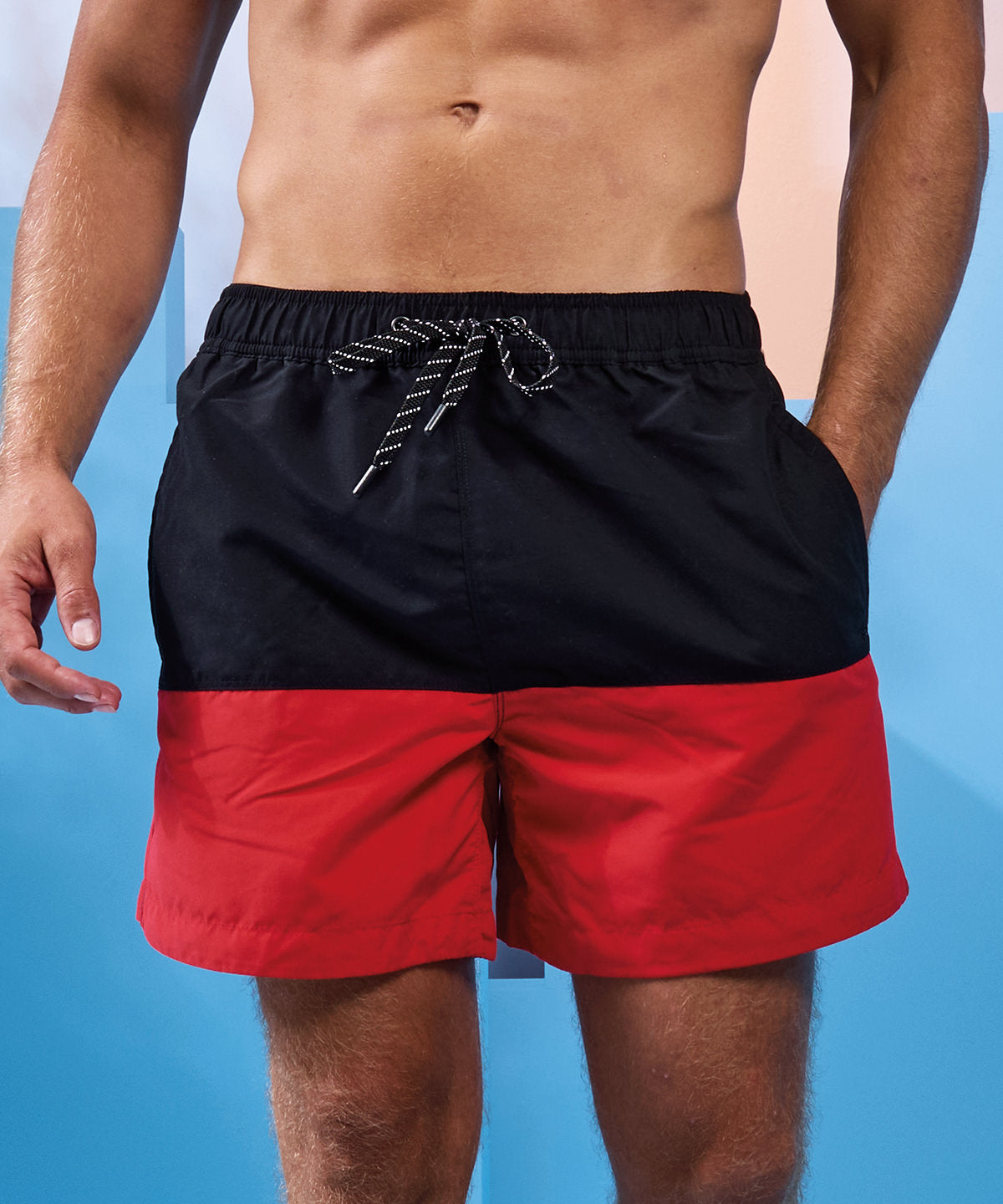 Asquith & Fox Block colour swim shorts, lifestyle photo