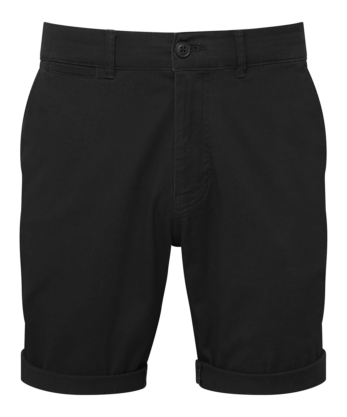 Asquith & Fox Men’s ultimate chino shorts in Black, front view