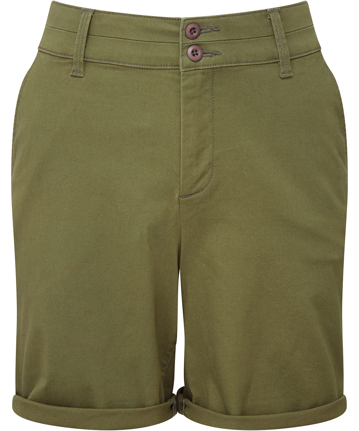 Asquith & Fox Women’s ultimate chino shorts in Olive, front view