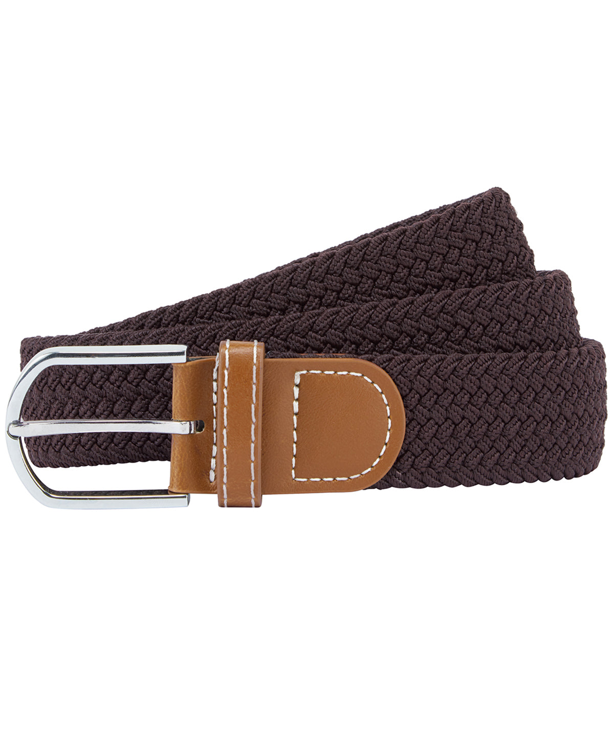 Asquith & Fox Braid stretch belt in Brown, front view