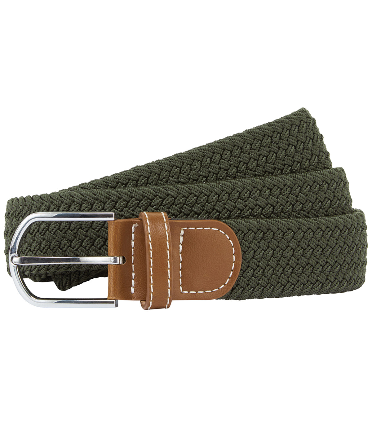 Asquith & Fox Braid stretch belt in Olive, front view