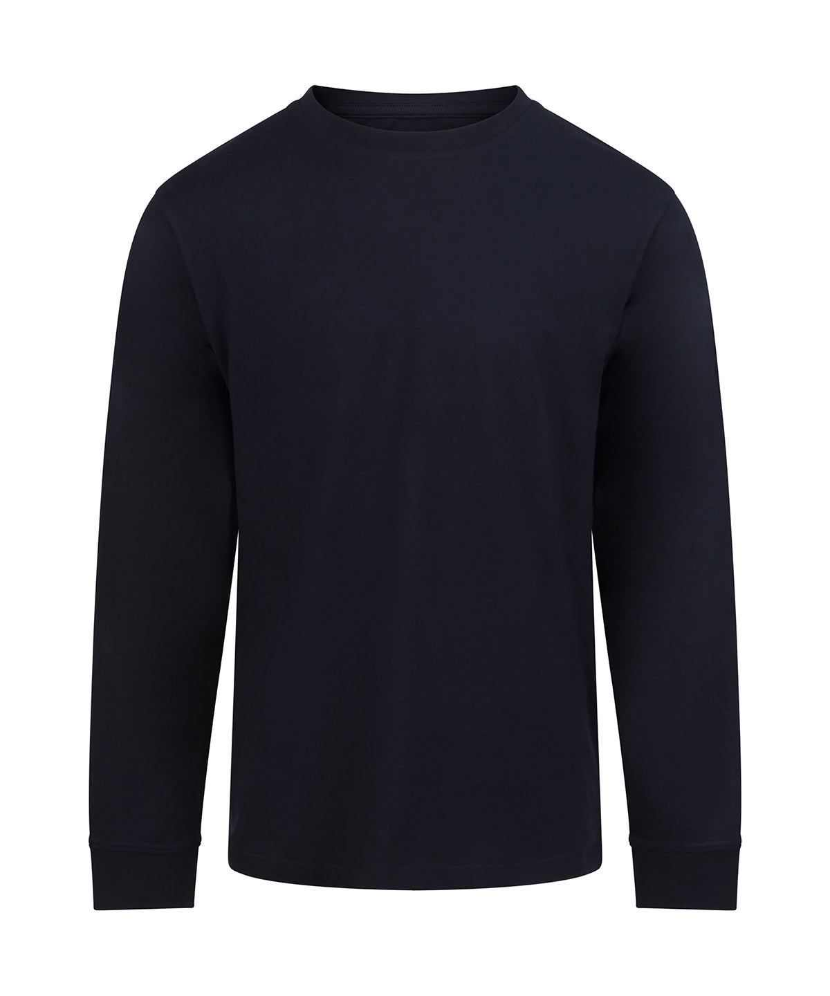 AWDis 180 long sleeve T in Deep Black, front view