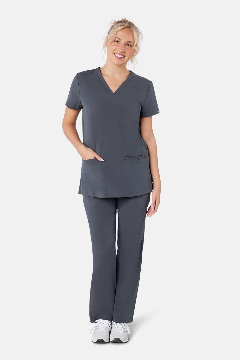 Simki Ari Two Pocket Scrub Top - BEH-4955 in Pewter, image 7