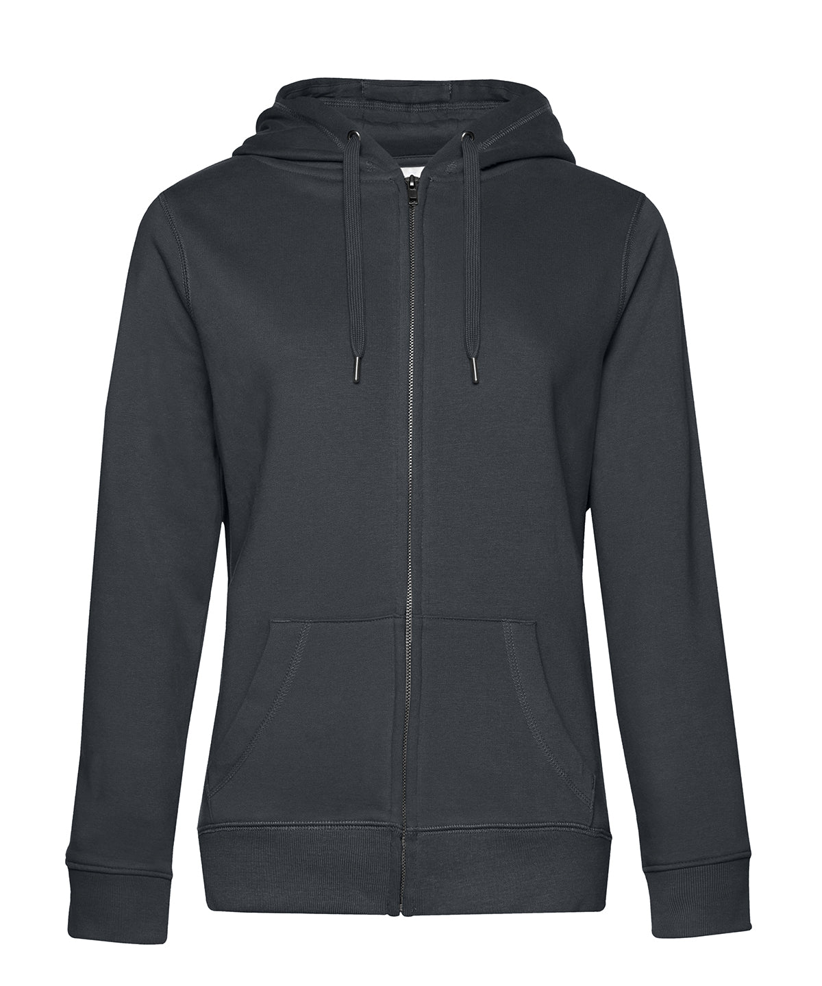B&C Collection B&C Queen zipped hooded in Asphalt, front view