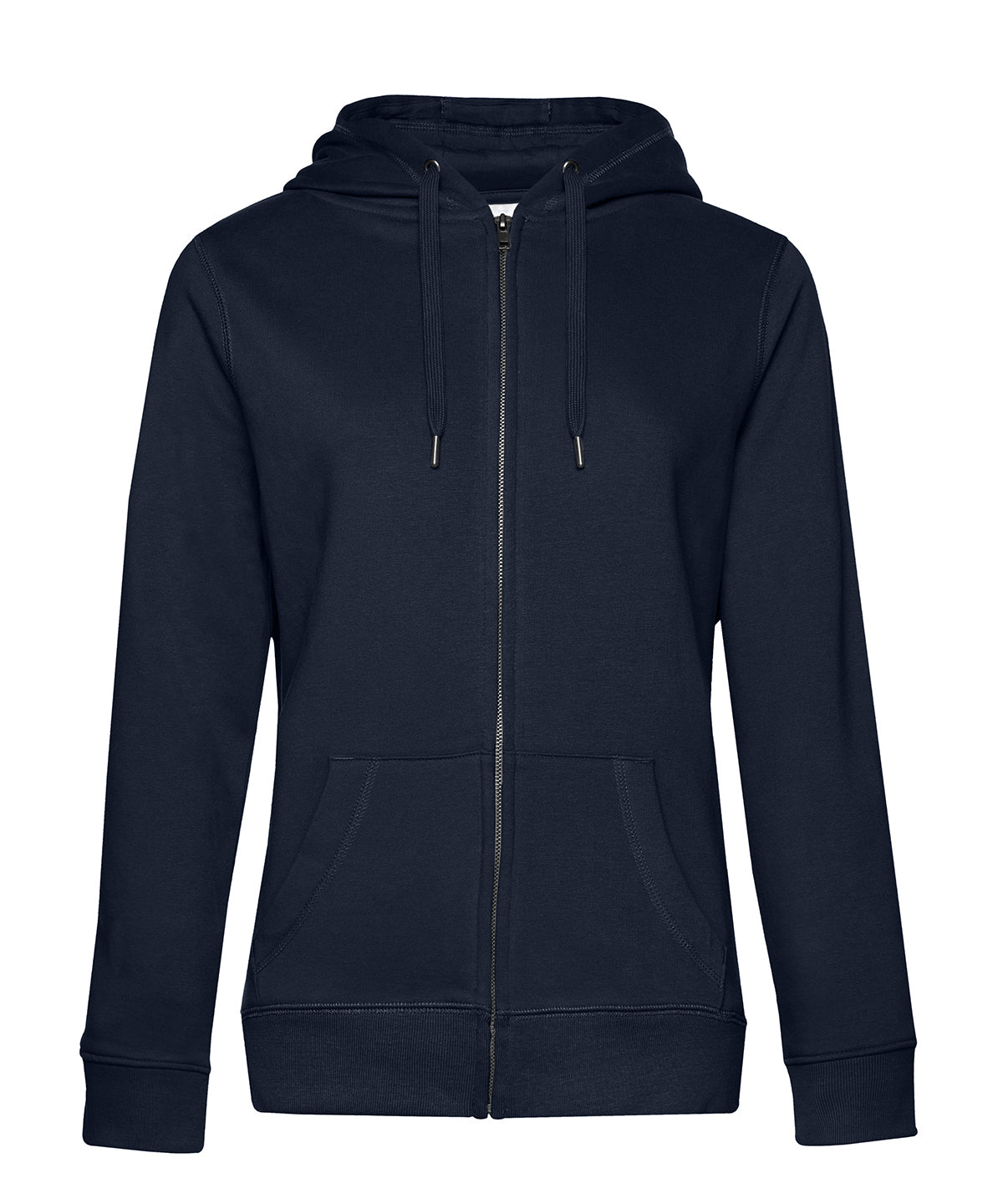B&C Collection B&C Queen zipped hooded in Navy Blue, front view