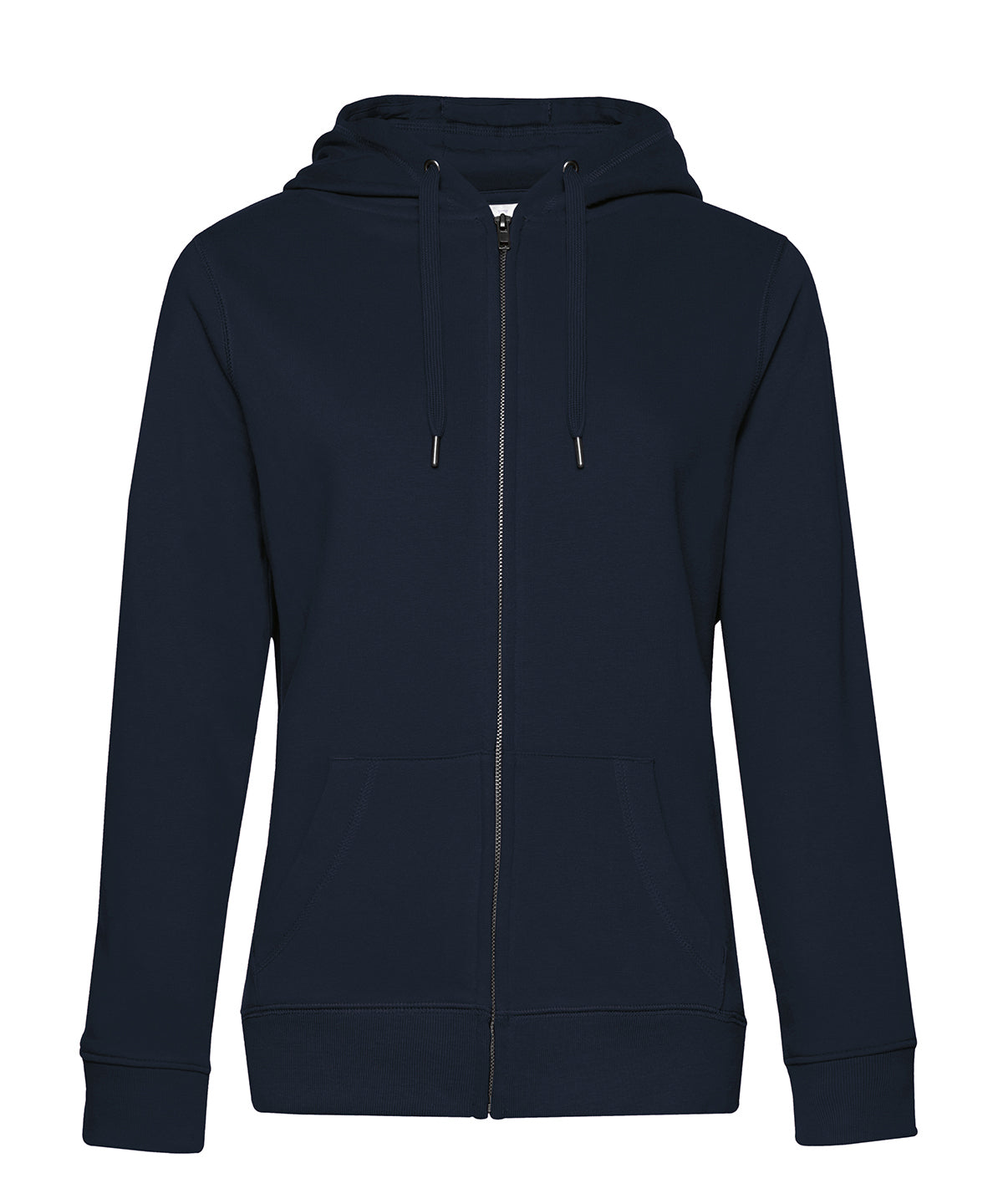 B&C Collection B&C Queen zipped hooded in Navy, front view