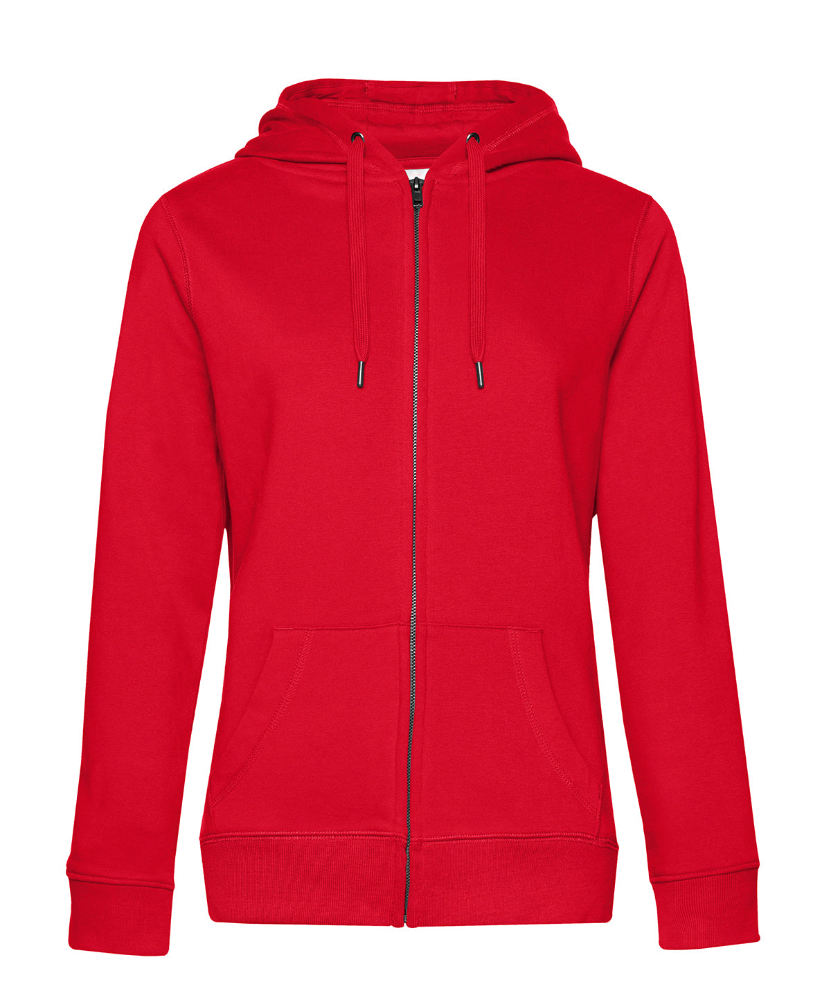 B&C Collection B&C Queen zipped hooded in Red, front view