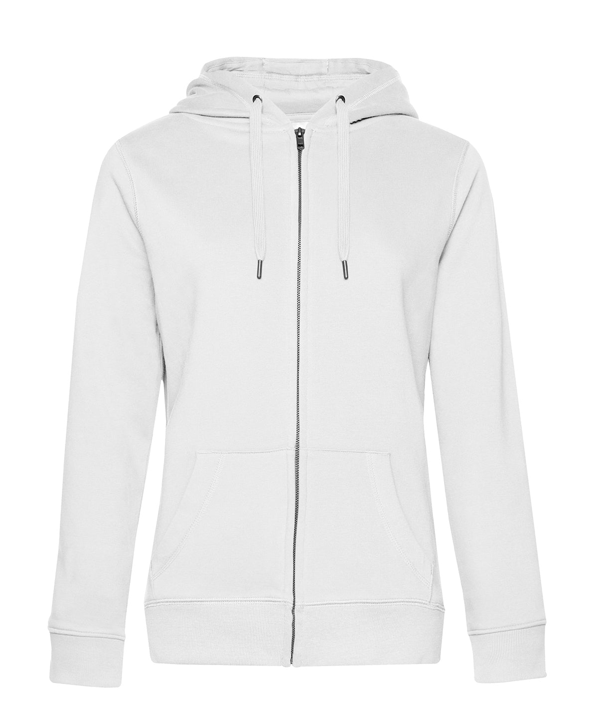B&C Collection B&C Queen zipped hooded in White, front view