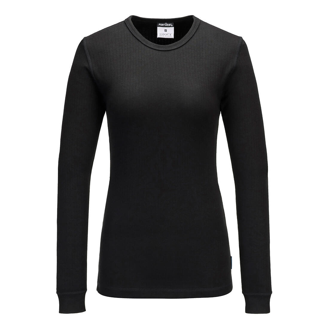 Portwest Women's Thermal T-Shirt Long Sleeve in Black, main product image