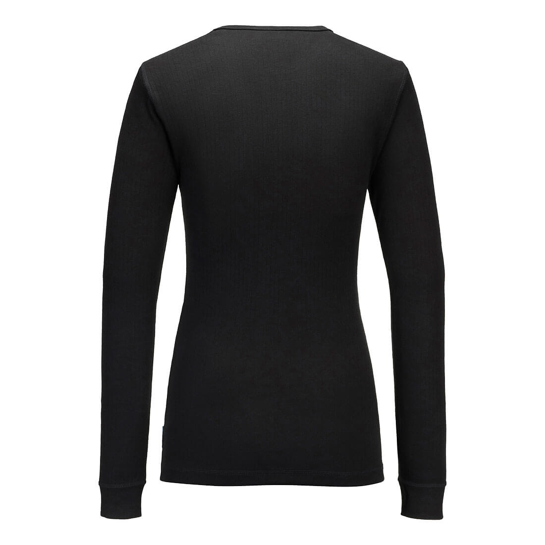 Portwest B126 Women's Thermal T-Shirt Long Sleeve in Black, back view