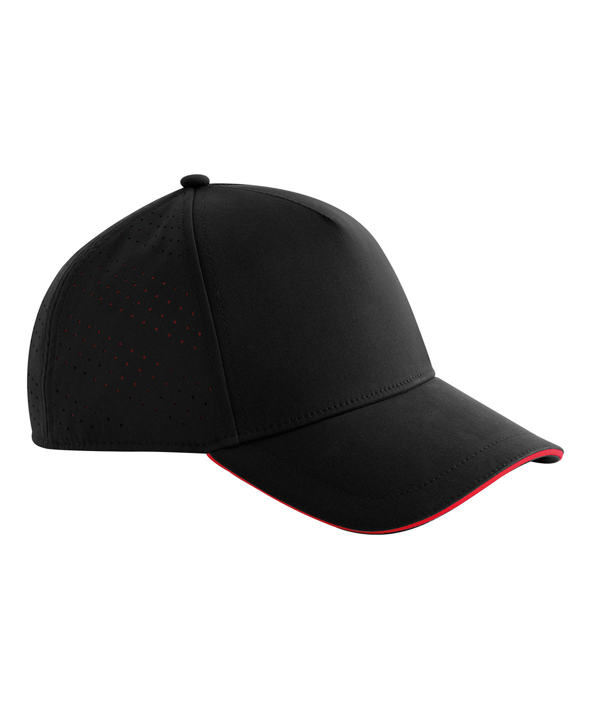 Beechfield Accelerate cap in Black/Red, front view