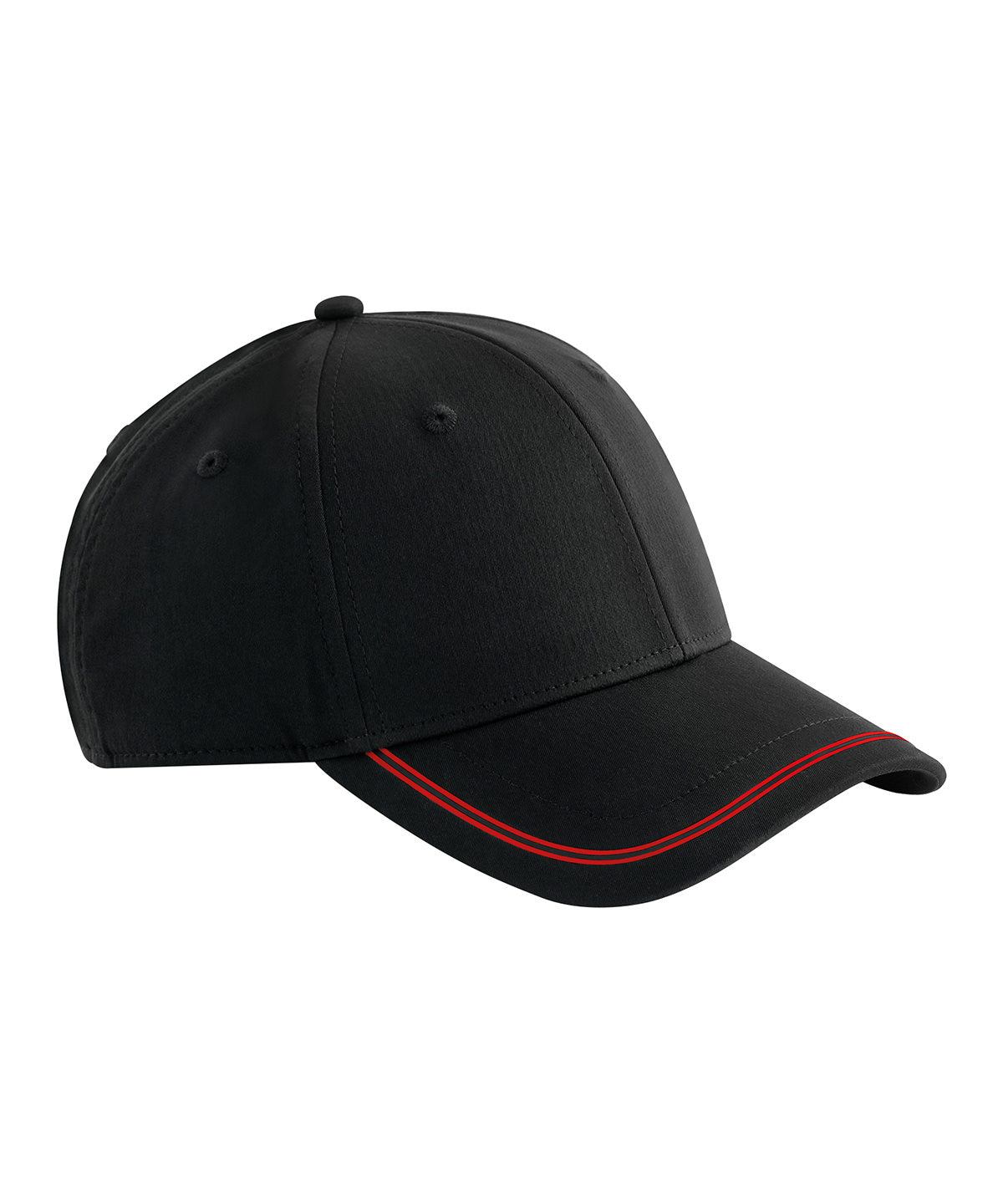 Beechfield Match day cap in Black/Red, front view