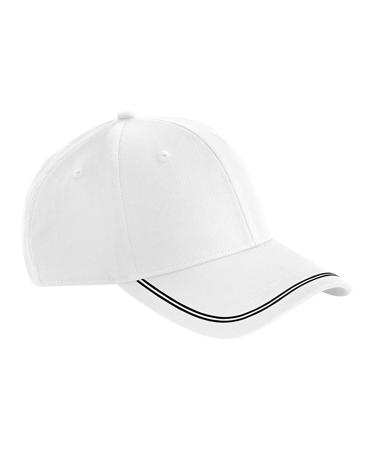 Beechfield Match day cap in White/Black, front view