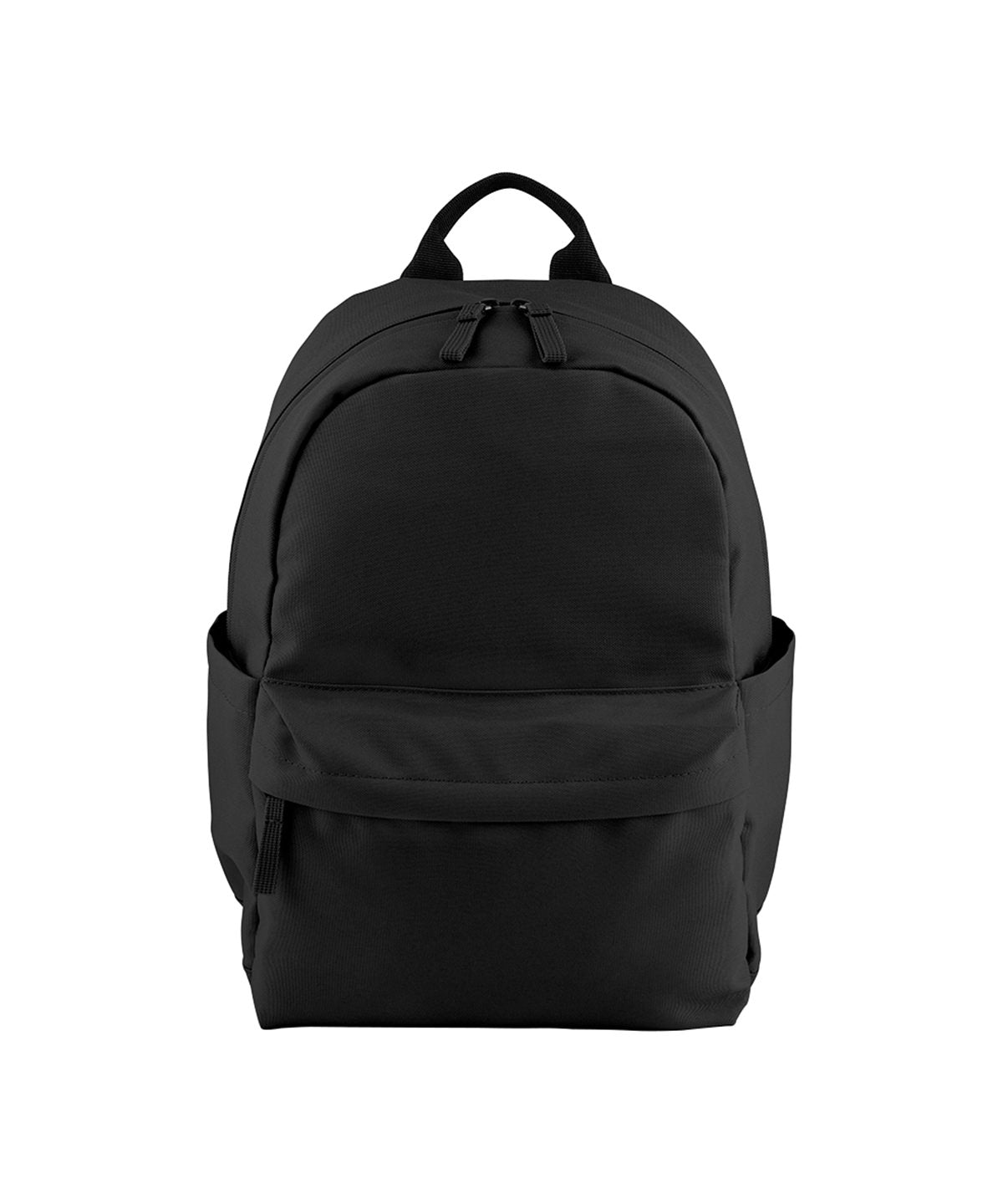 Bagbase Premium Recycled Mini Backpack in Black, front view