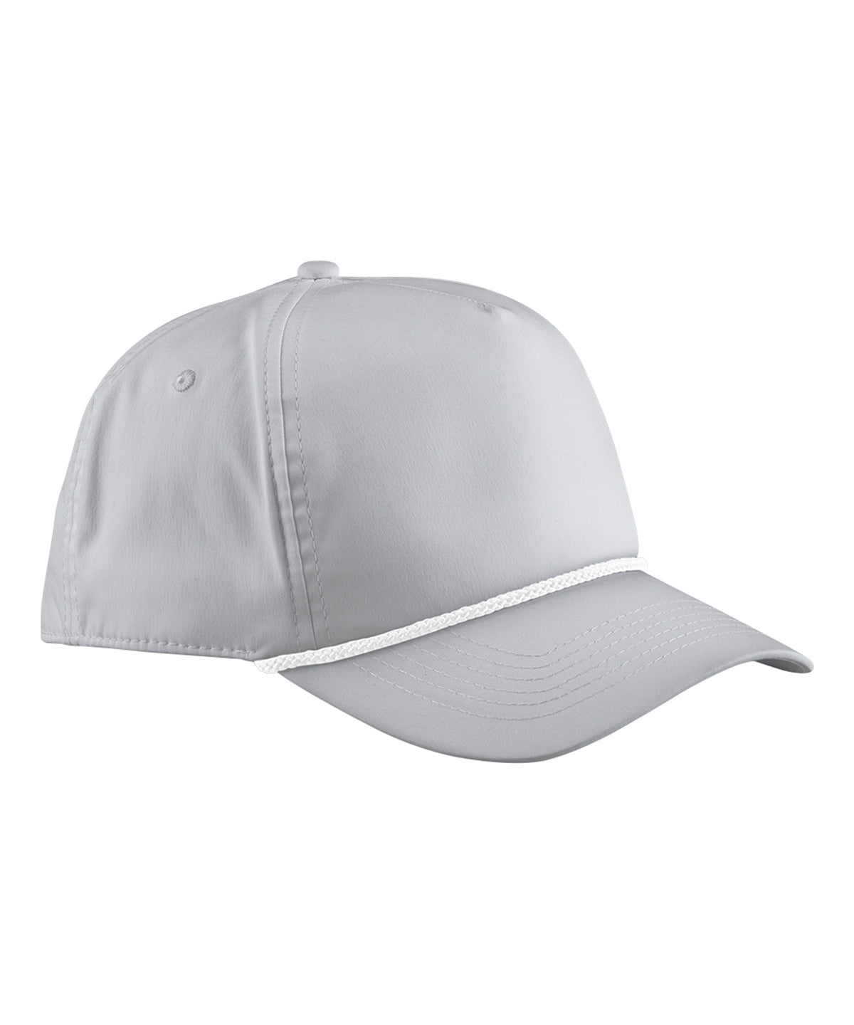 Beechfield Rope detail golf cap in Light Grey/White, front view