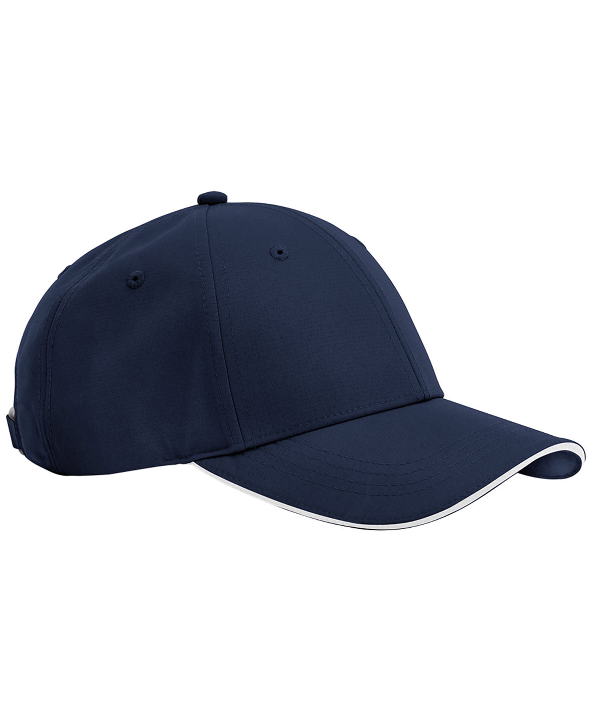 Beechfield Team sports-tech cap in French Navy/White, front view