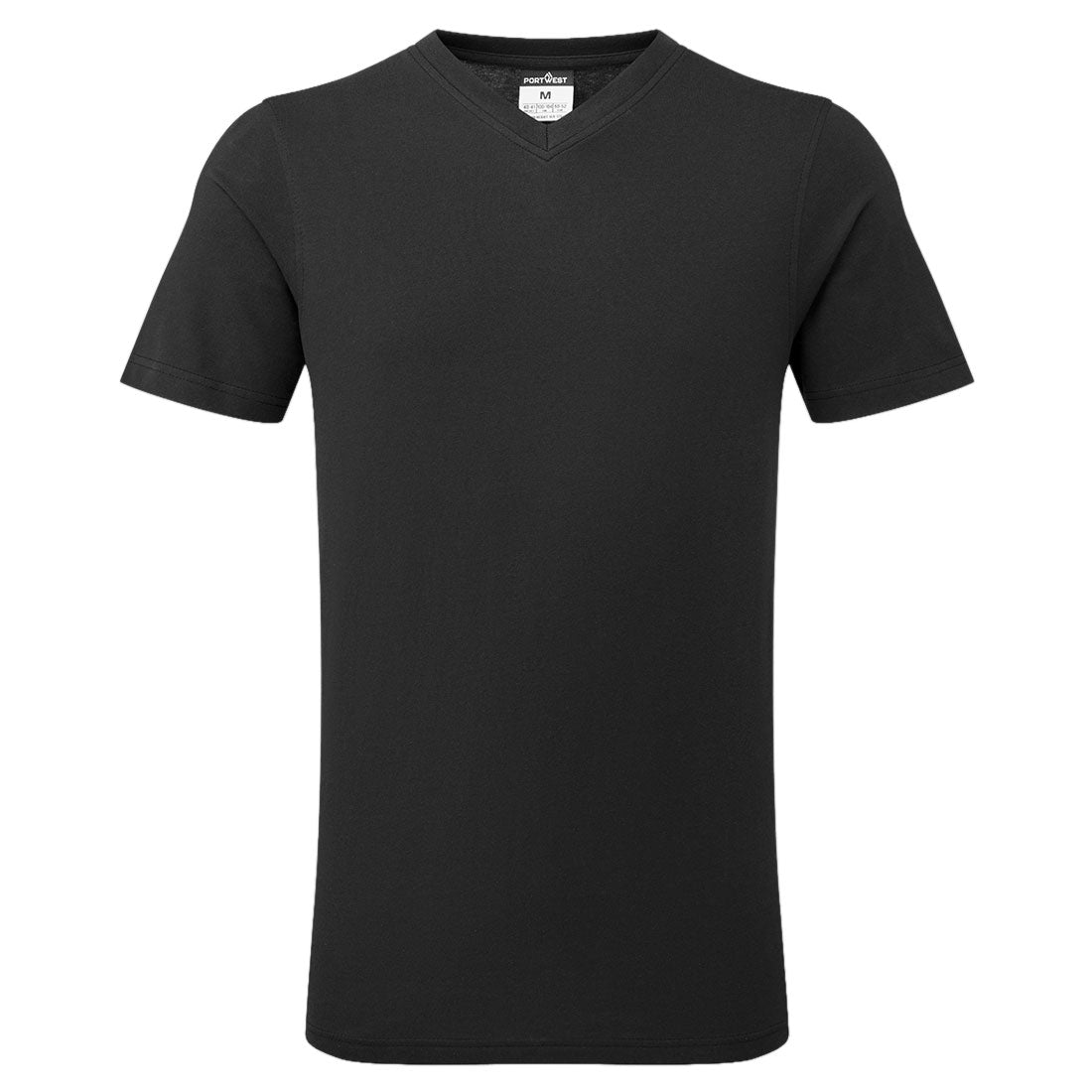 Portwest V-Neck Cotton T-Shirt S/S in Black, main product image