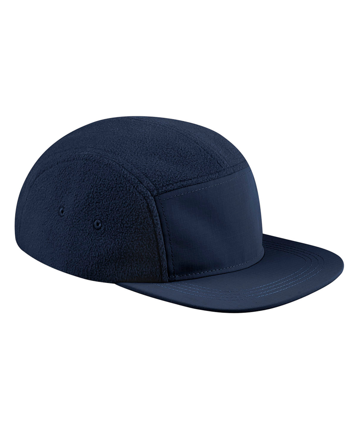 Beechfield Recycled fleece outdoor camper cap in Navy, front view