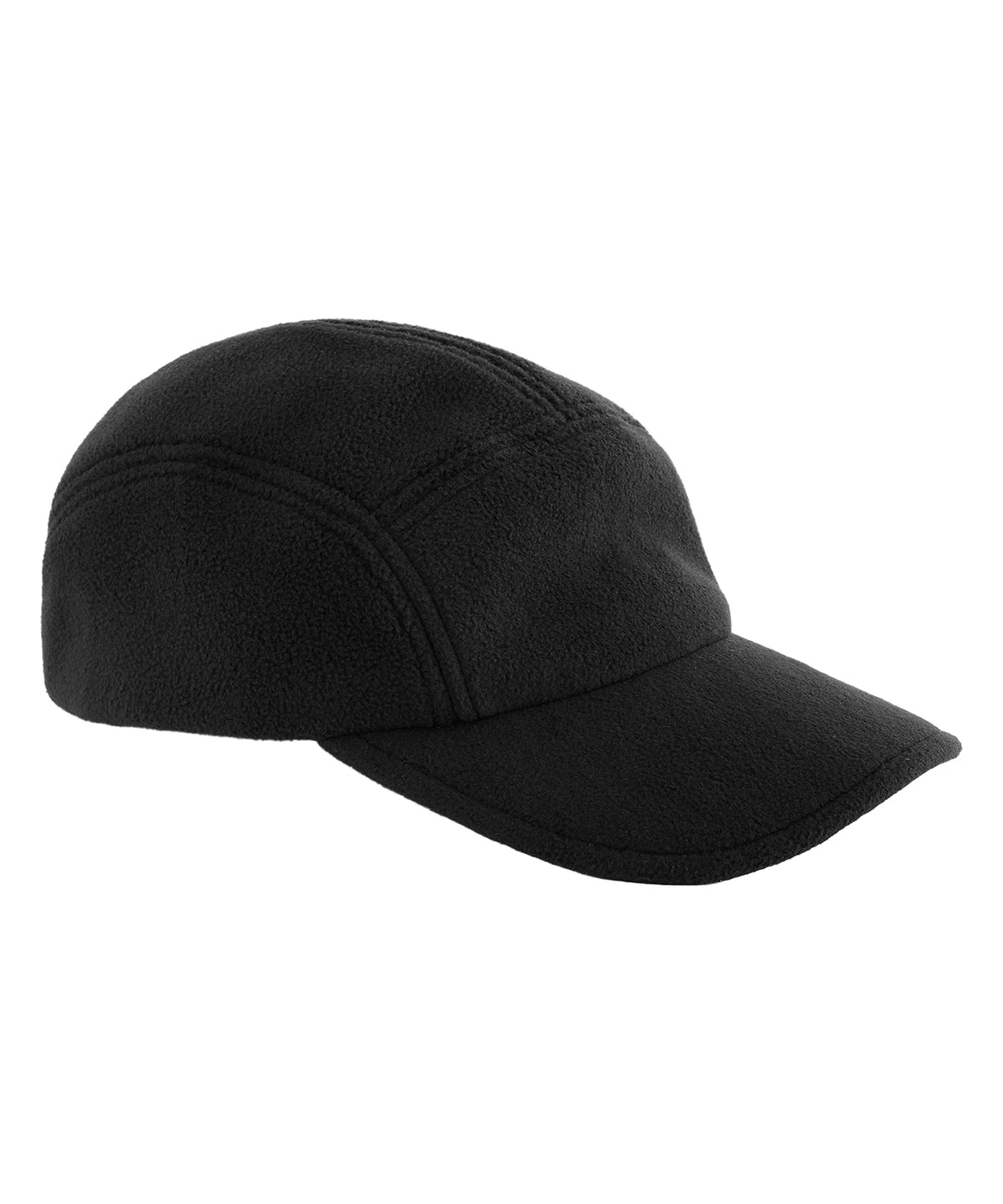 Beechfield Recycled fleece 5-panel cap in Black, front view