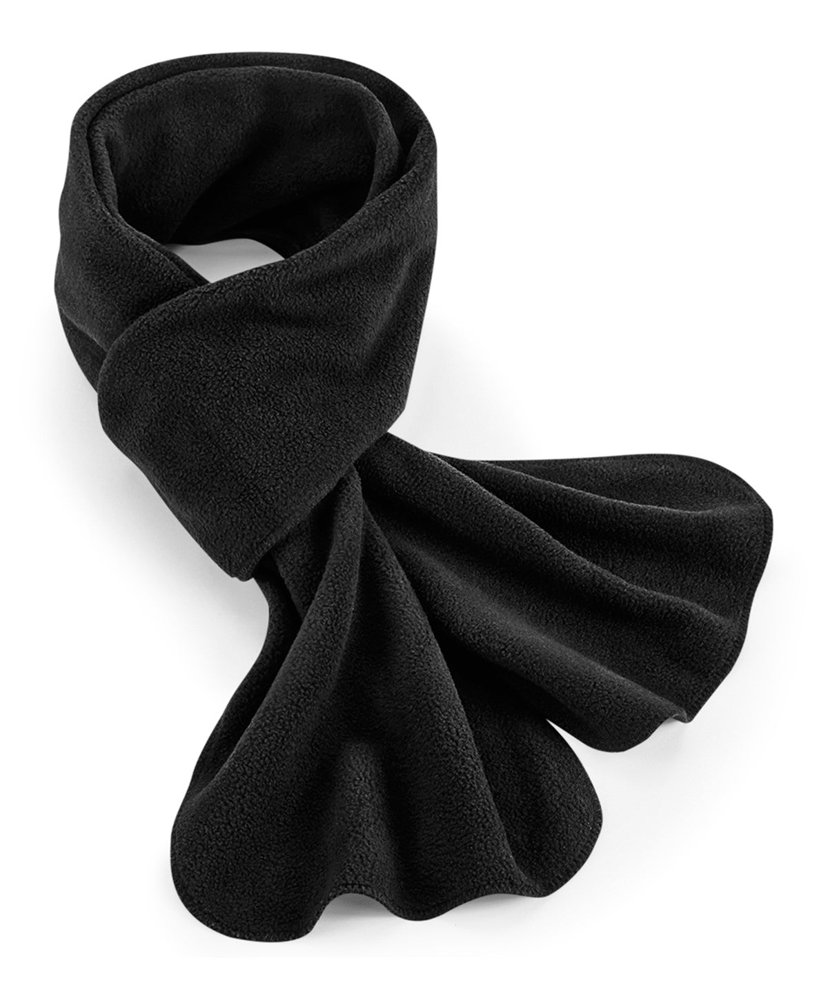 Beechfield Recycled fleece scarf in Black, front view