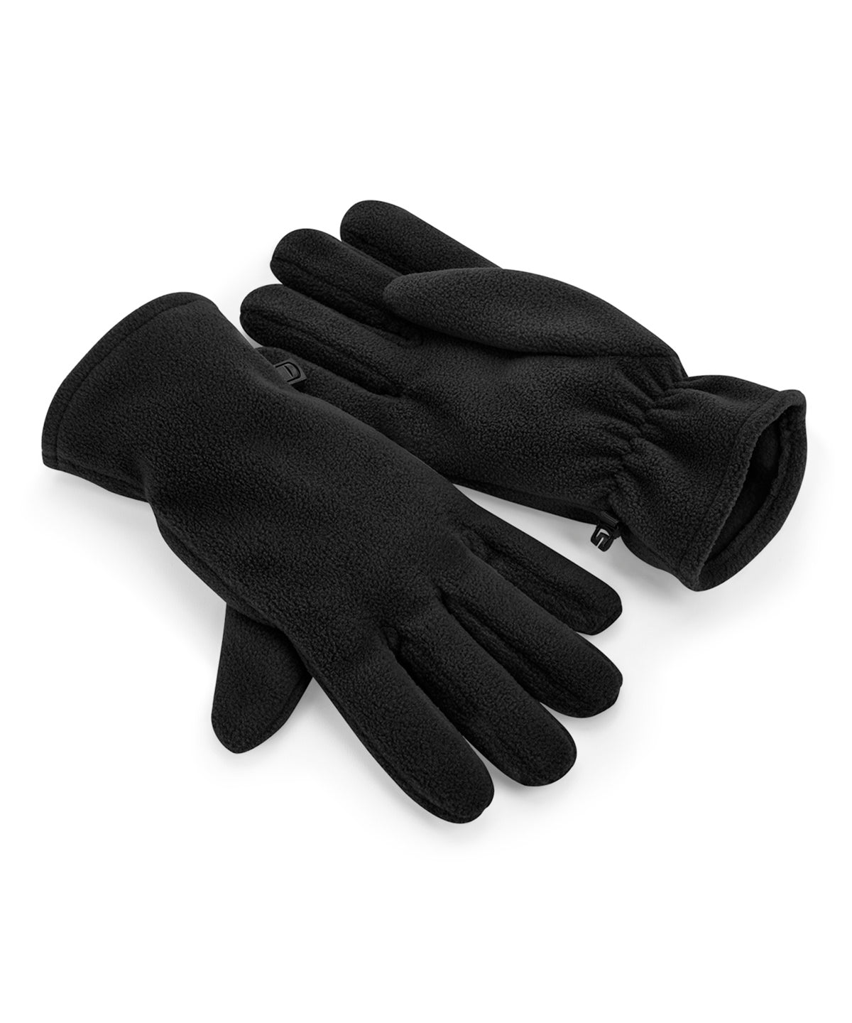Beechfield Recycled fleece gloves in Black, front view