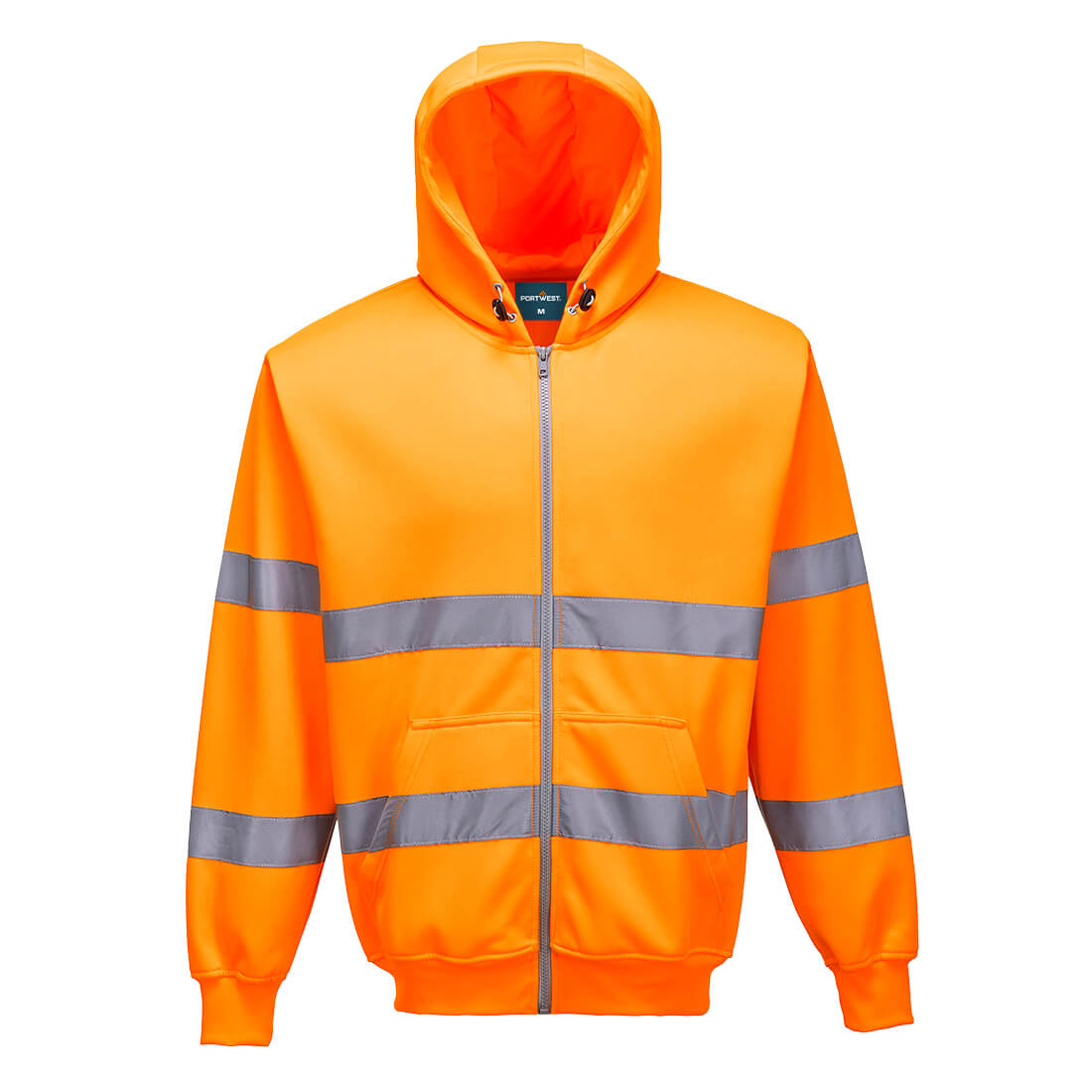 Portwest Hi-Vis Zipped Hoodie in Orange, main product image