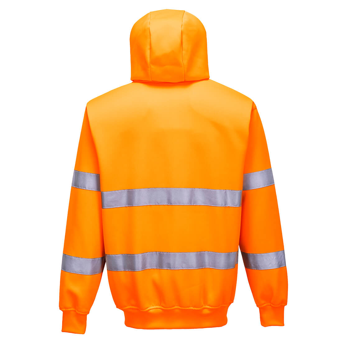 Portwest B305 Hi-Vis Zipped Hoodie in Orange, back view
