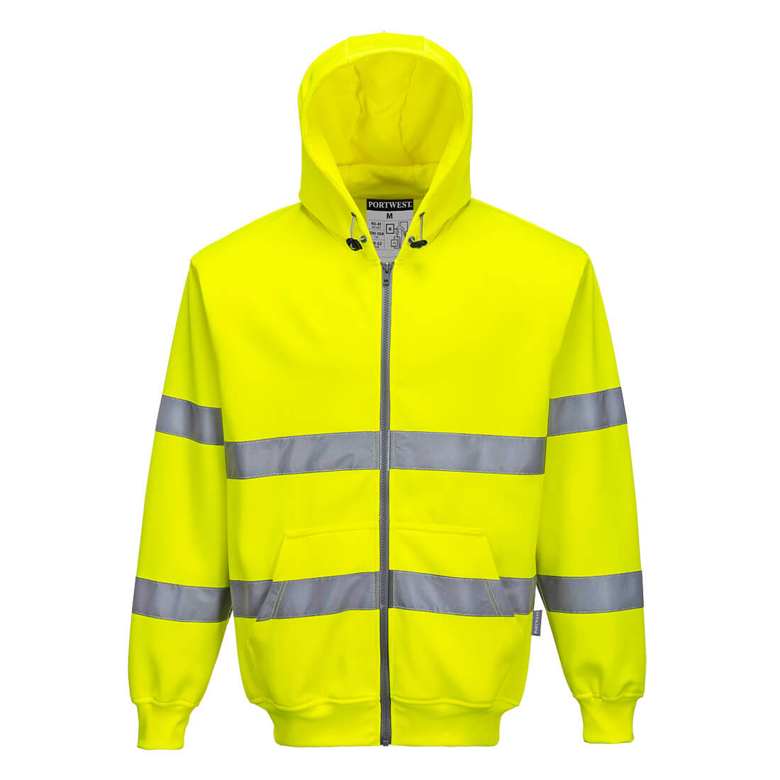 Portwest Hi-Vis Zipped Hoodie in Yellow, image 2