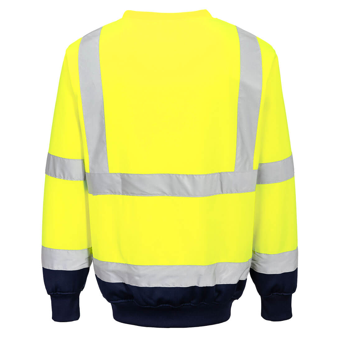 Portwest B306 Hi-Vis Contrast Sweatshirt in Yellow/Navy, back view