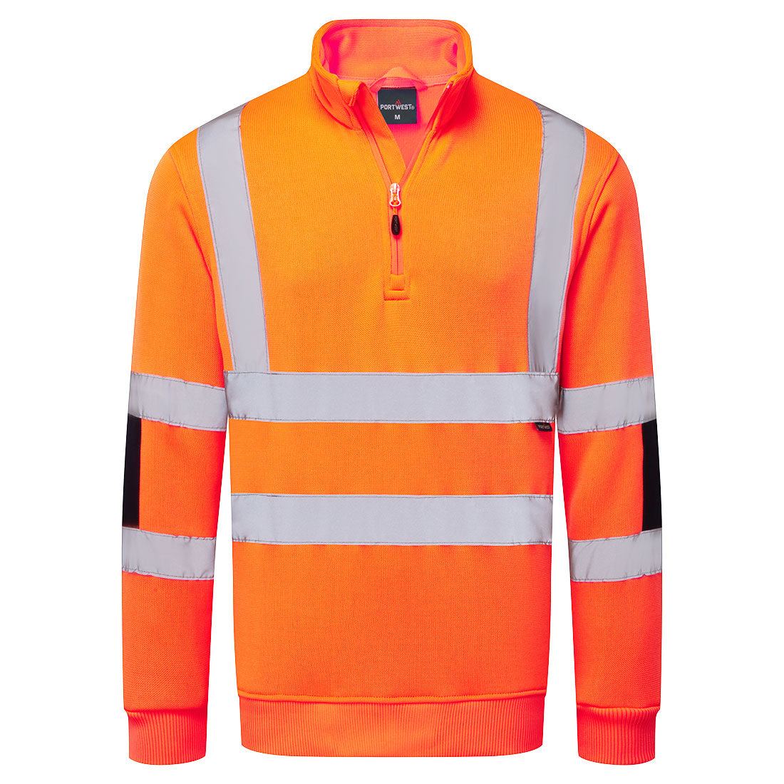 Portwest Hi-Vis Knitted Half Zip Sweatshirt in Orange, main product image