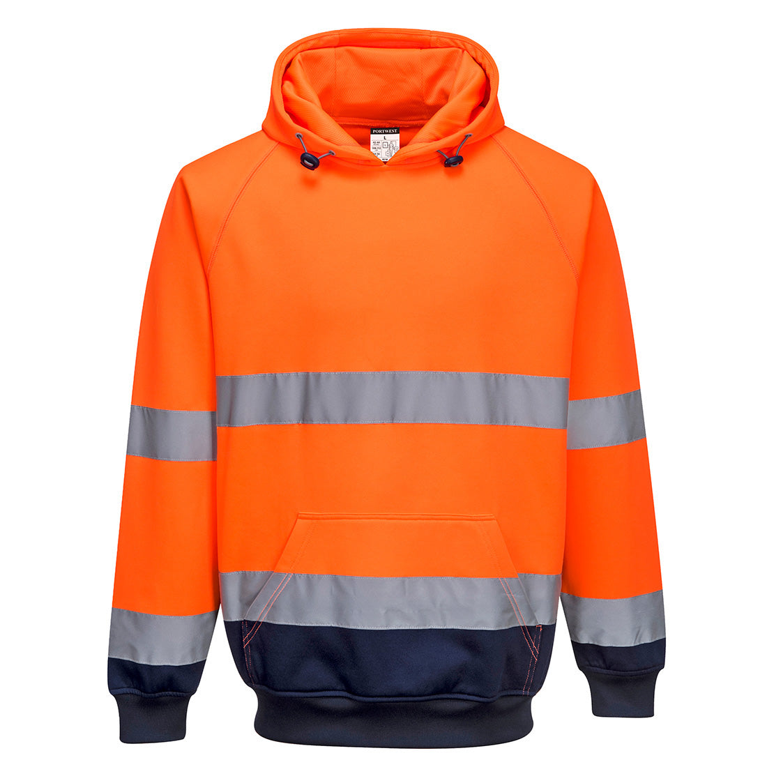 Portwest Hi-Vis Contrast Hoodie in Orange/Navy, main product image