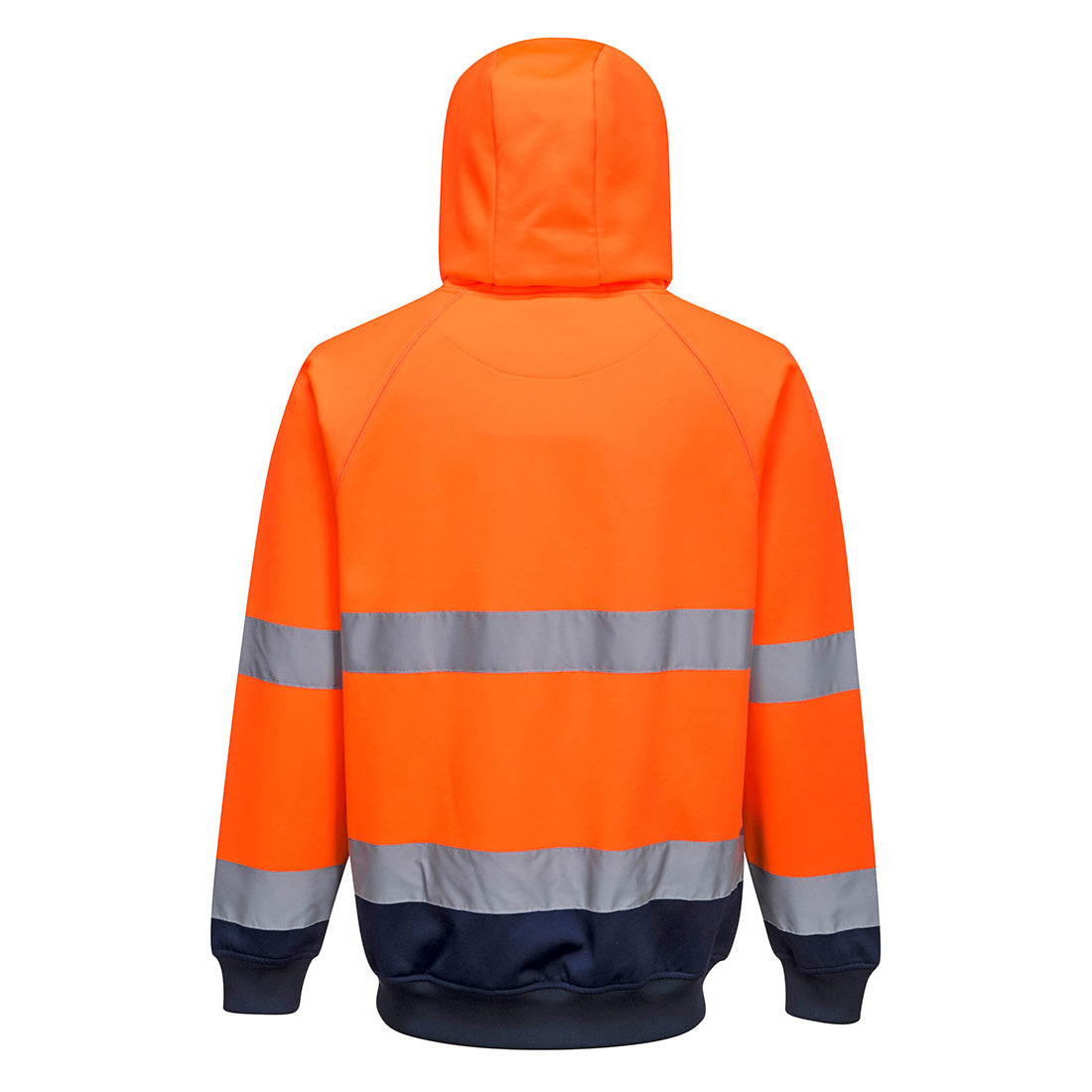 Portwest B316 Hi-Vis Contrast Hoodie in Orange/Navy, back view