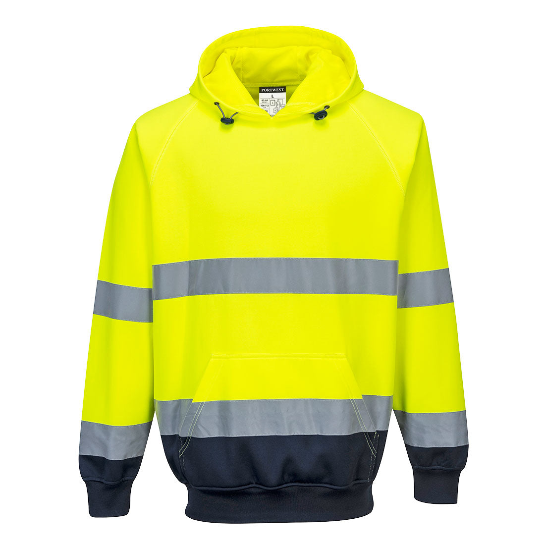 Portwest Hi-Vis Contrast Hoodie in Yellow/Navy, image 2