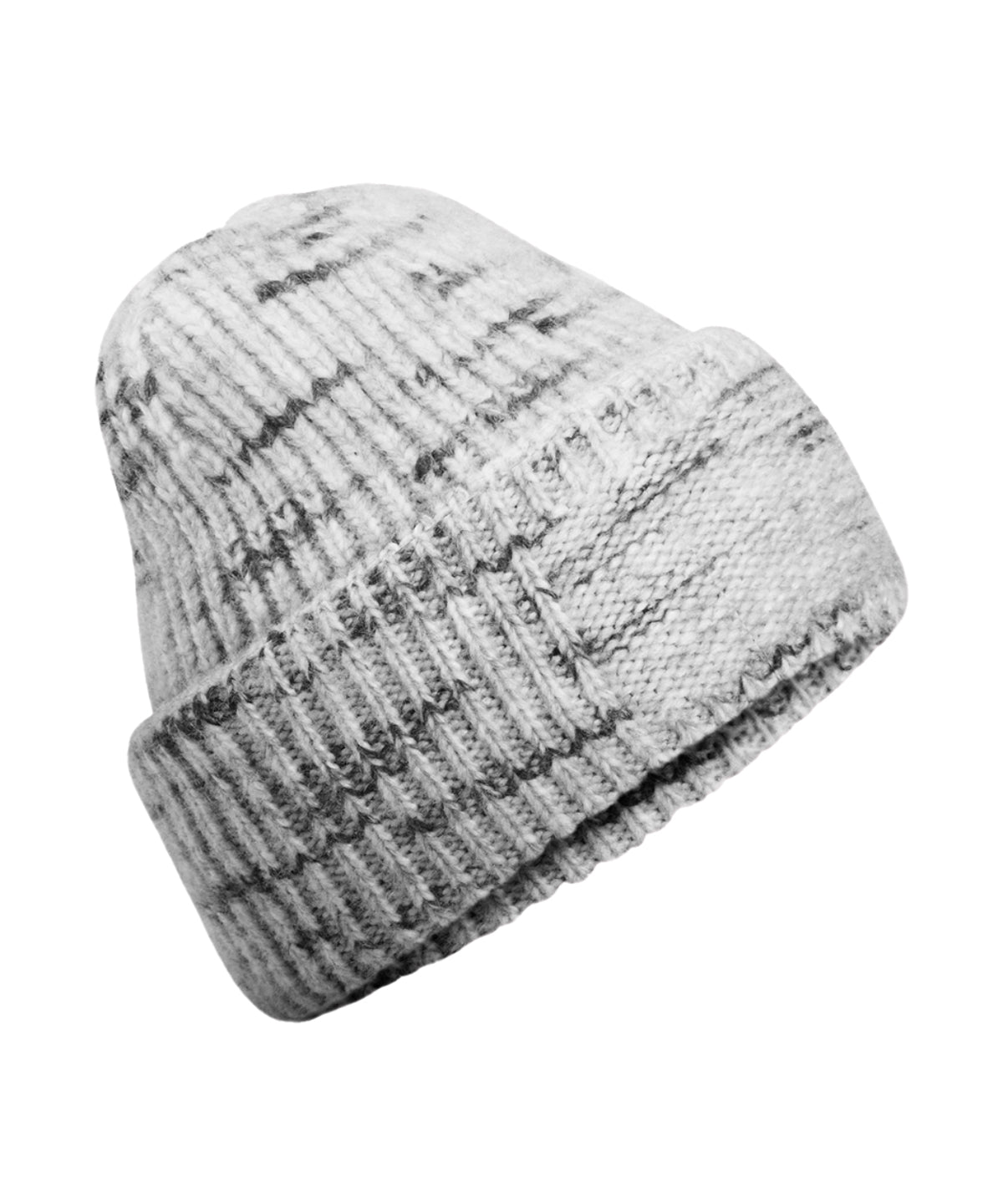Beechfield Chunky knit reverse patch beanie in Cloudy Haze, front view