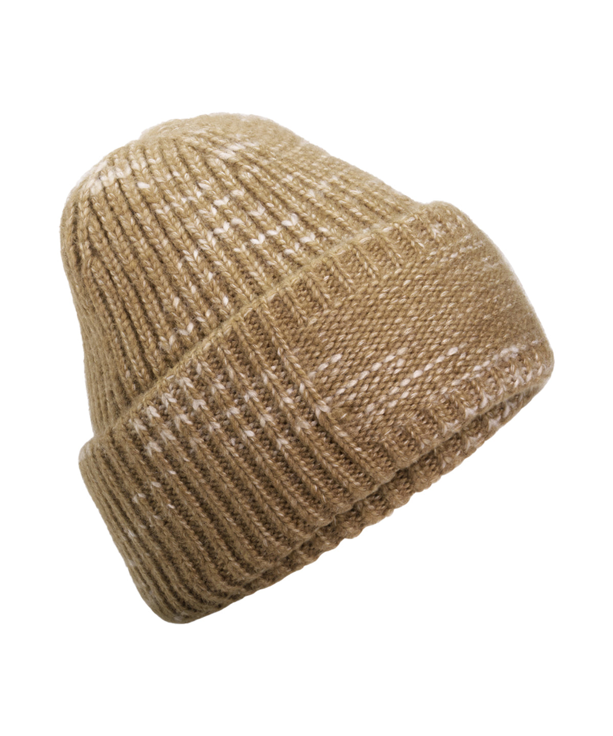 Beechfield Chunky knit reverse patch beanie in Espresso Haze, front view
