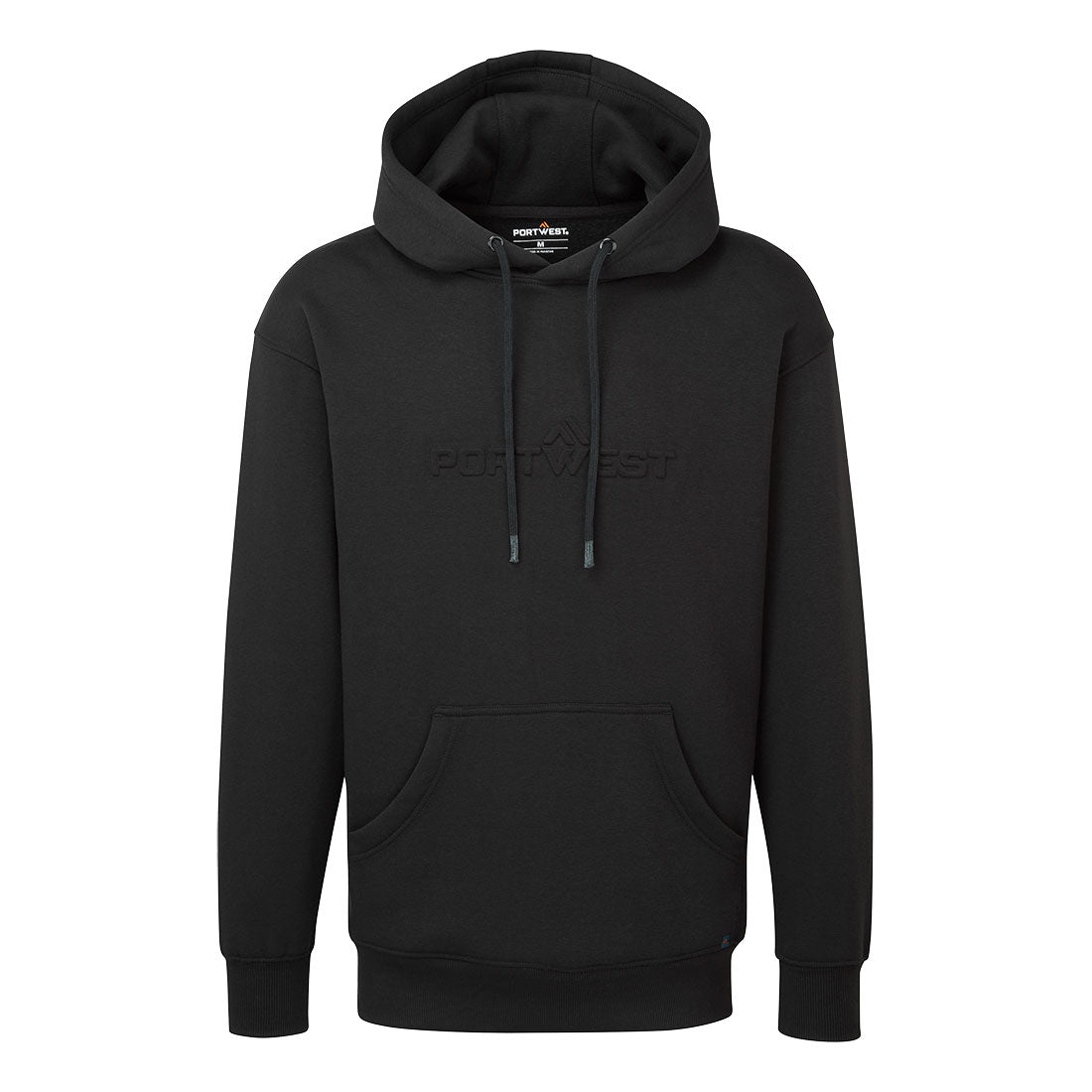 Portwest Embossed Hoodie in Black, main product image