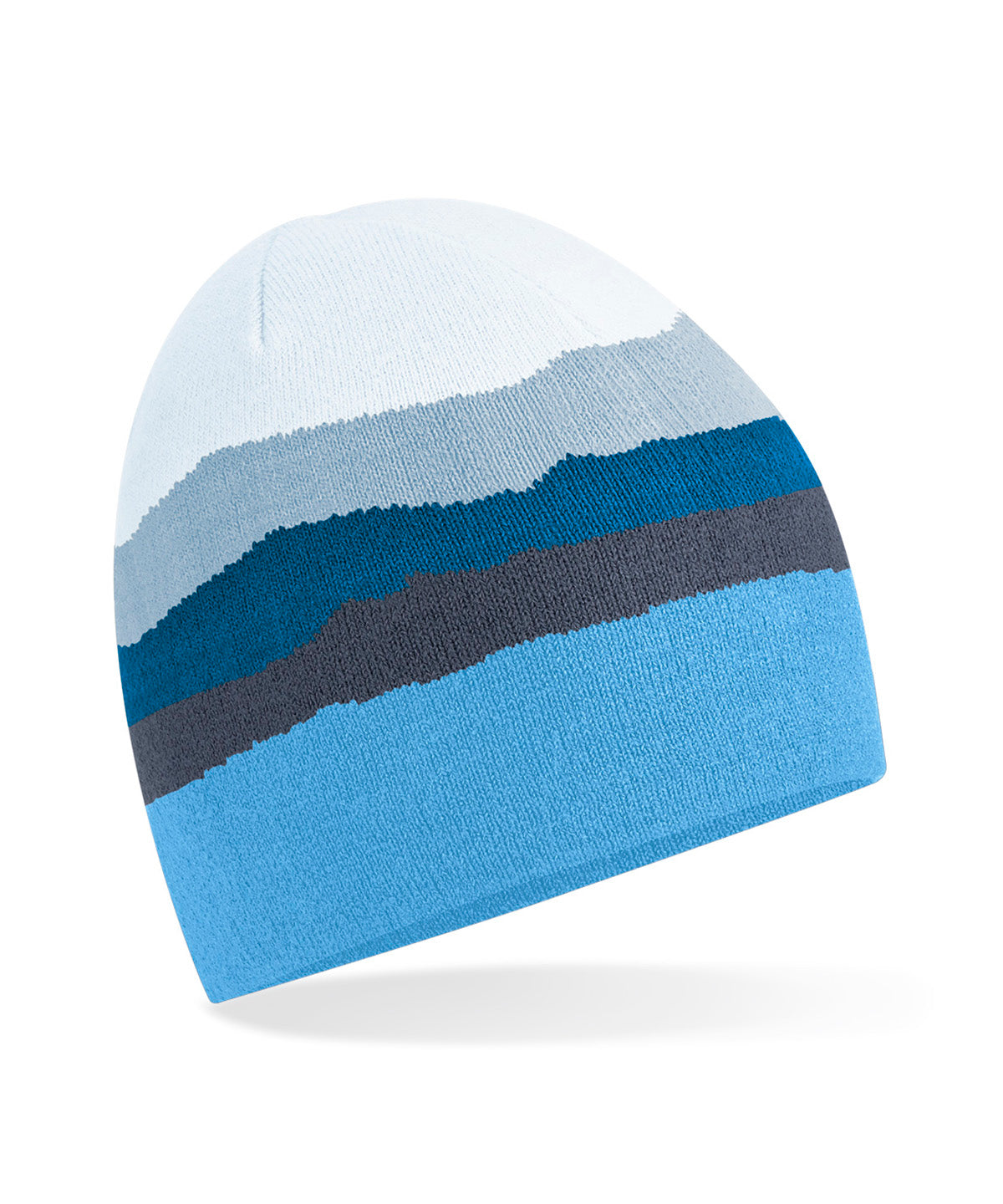 Beechfield Mountain peaks pull-on beanie in Glacier Peaks, front view