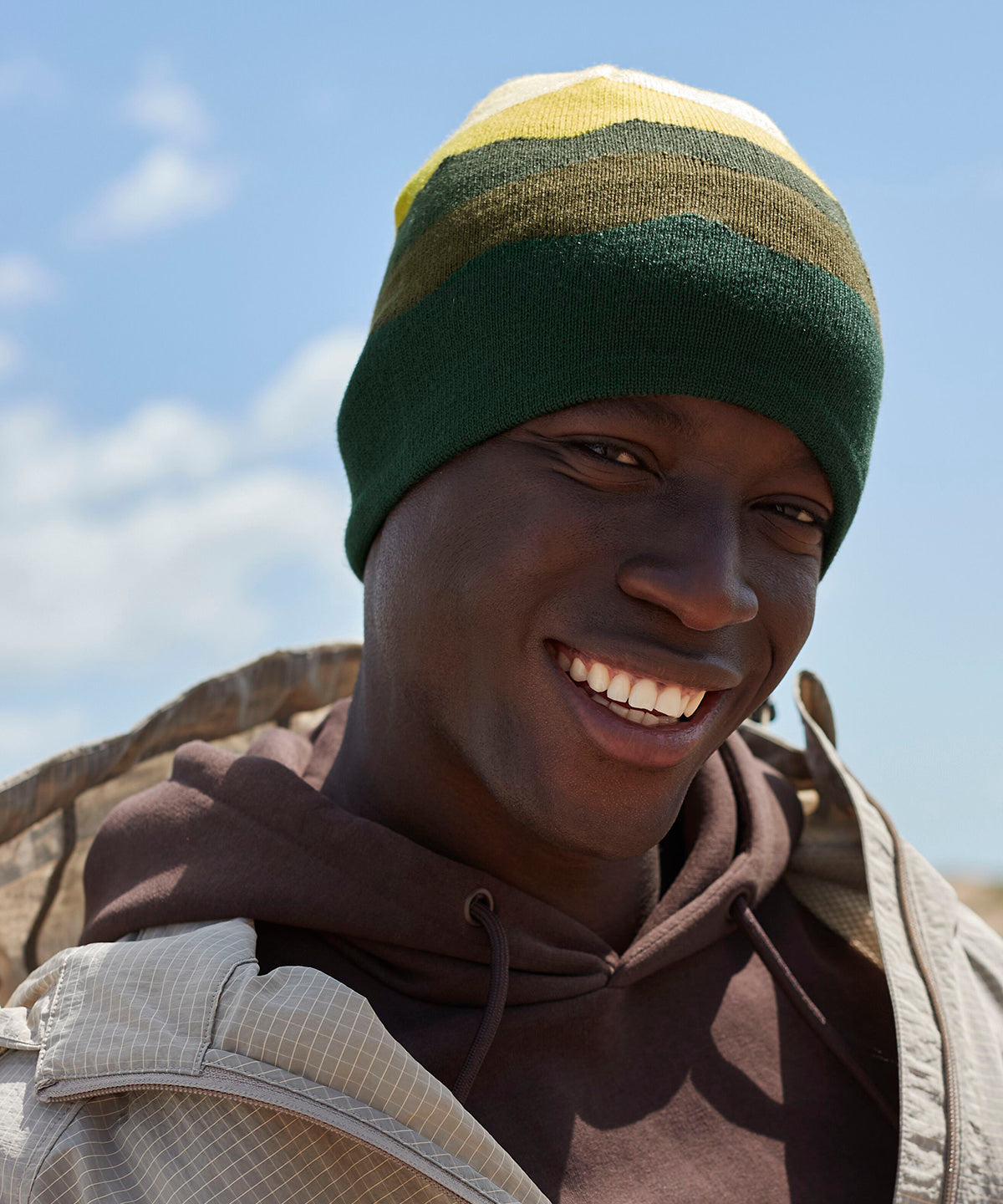 Beechfield Mountain peaks pull-on beanie, lifestyle photo