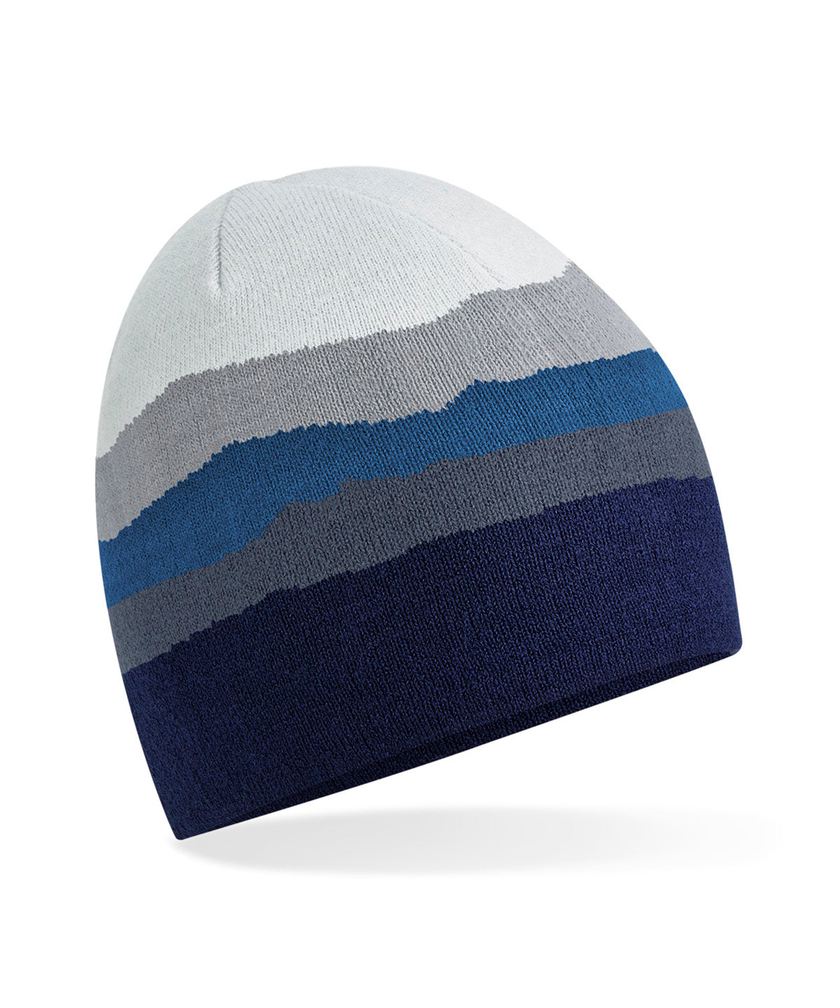 Beechfield Mountain peaks pull-on beanie in Rocky Peaks, front view