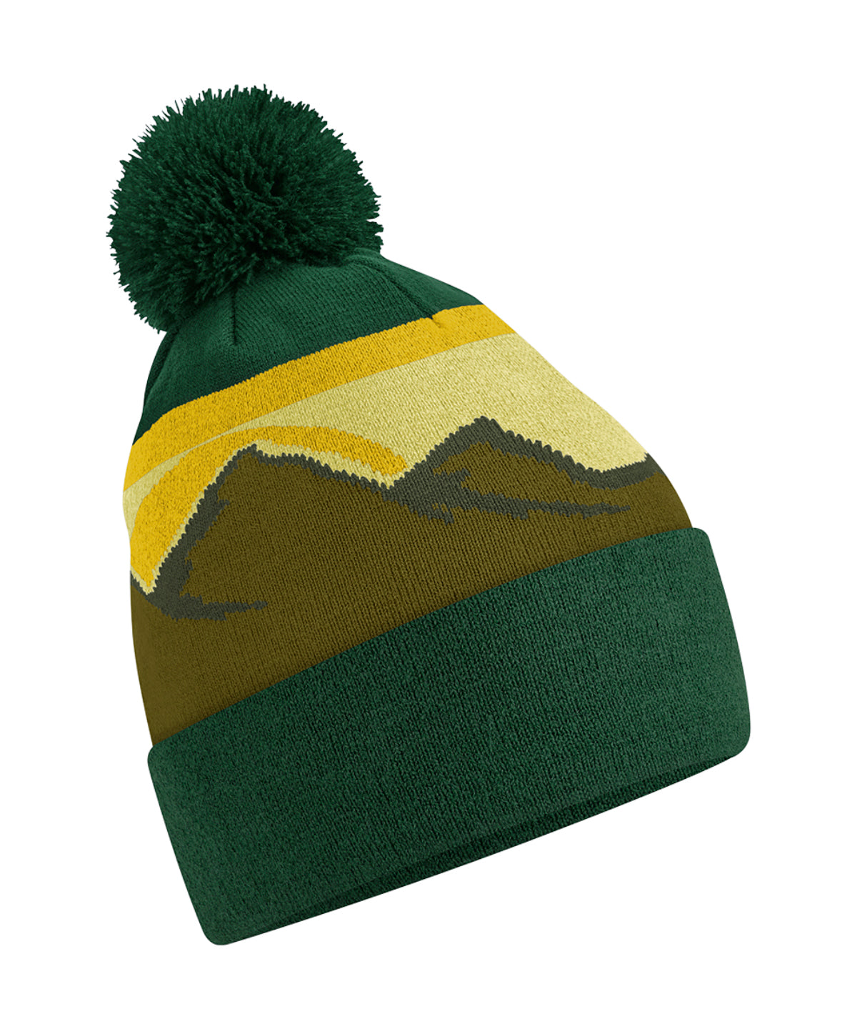 Beechfield Mountain peaks pom pom beanie in Alpine Peaks, front view