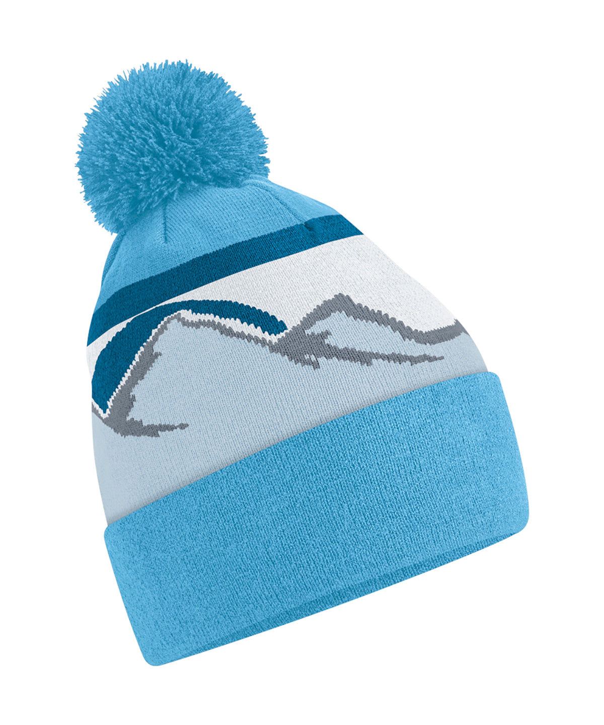 Beechfield Mountain peaks pom pom beanie in Glacier Peaks, front view