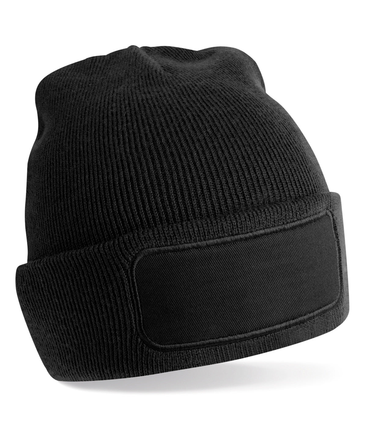 Beechfield Recycled original patch beanie in Black, front view