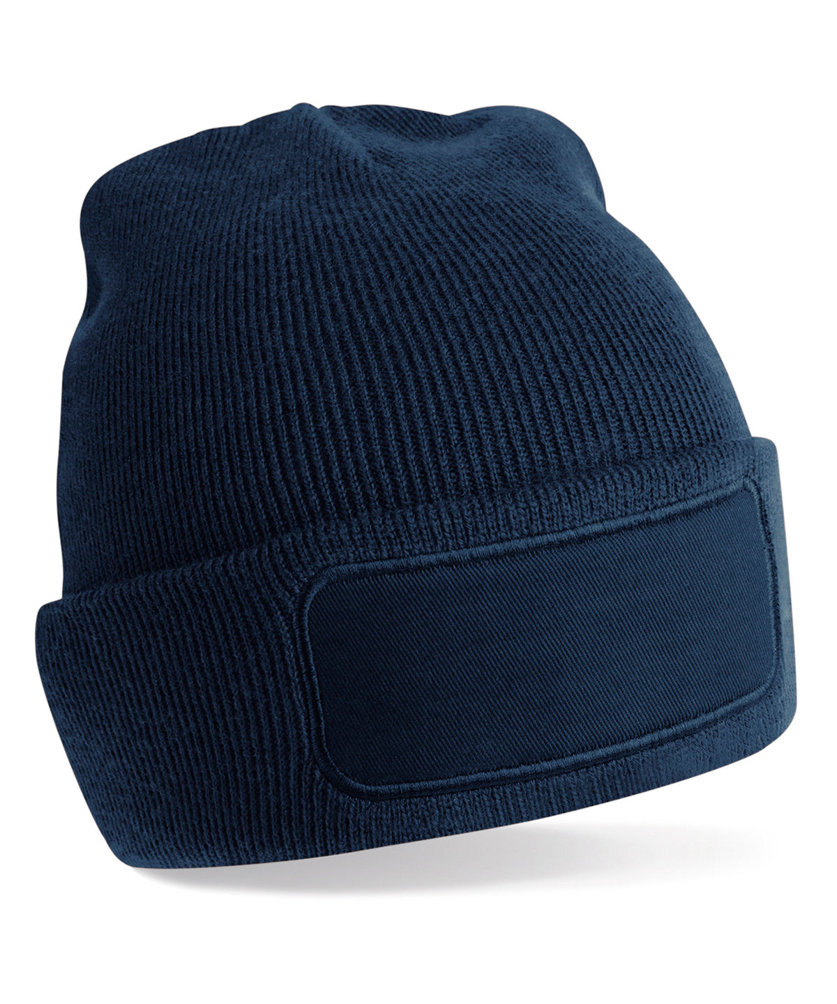 Beechfield Recycled original patch beanie in French Navy, front view